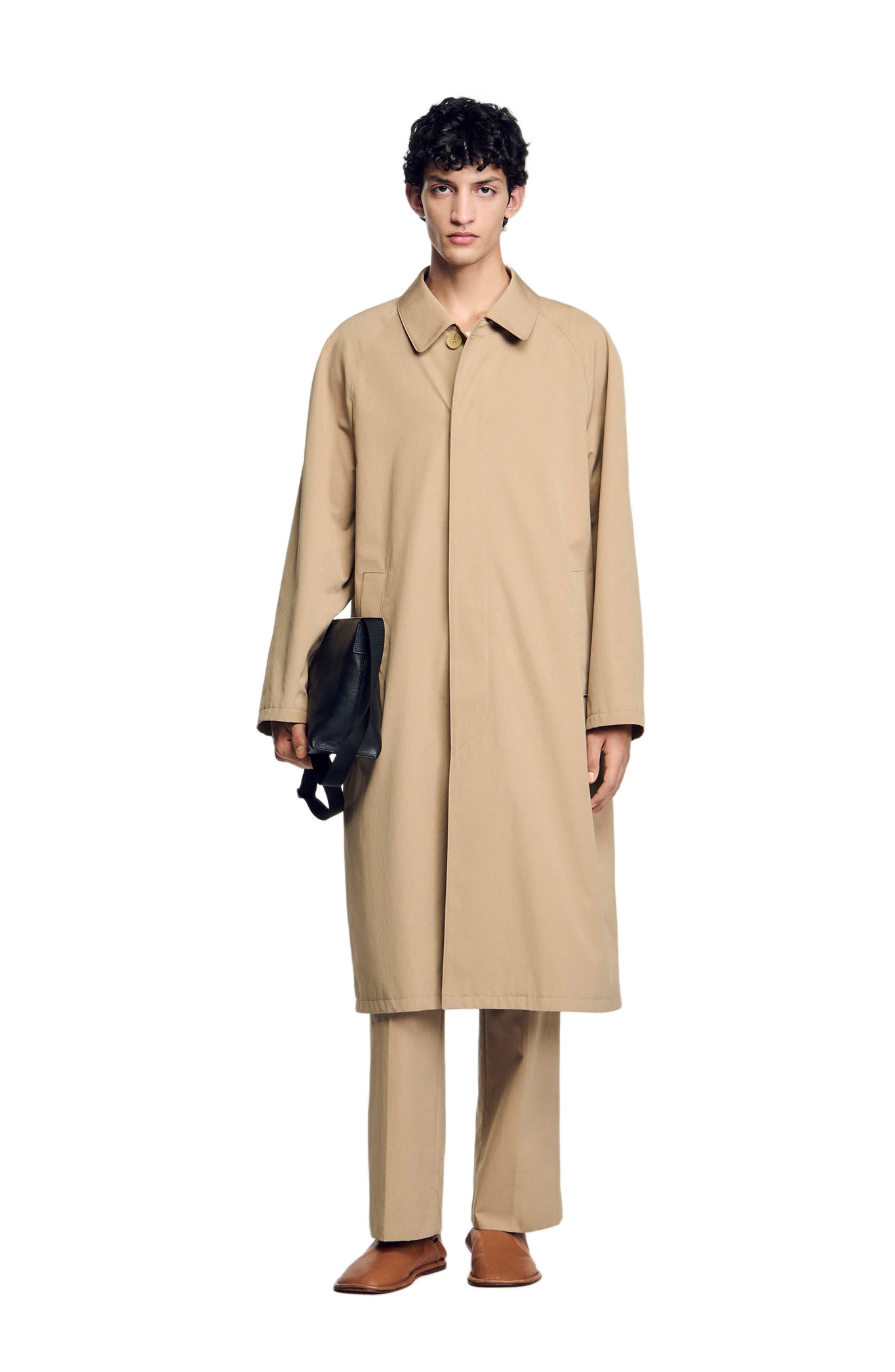 SANDRO Long coat in Sand. at Nordstrom - 6