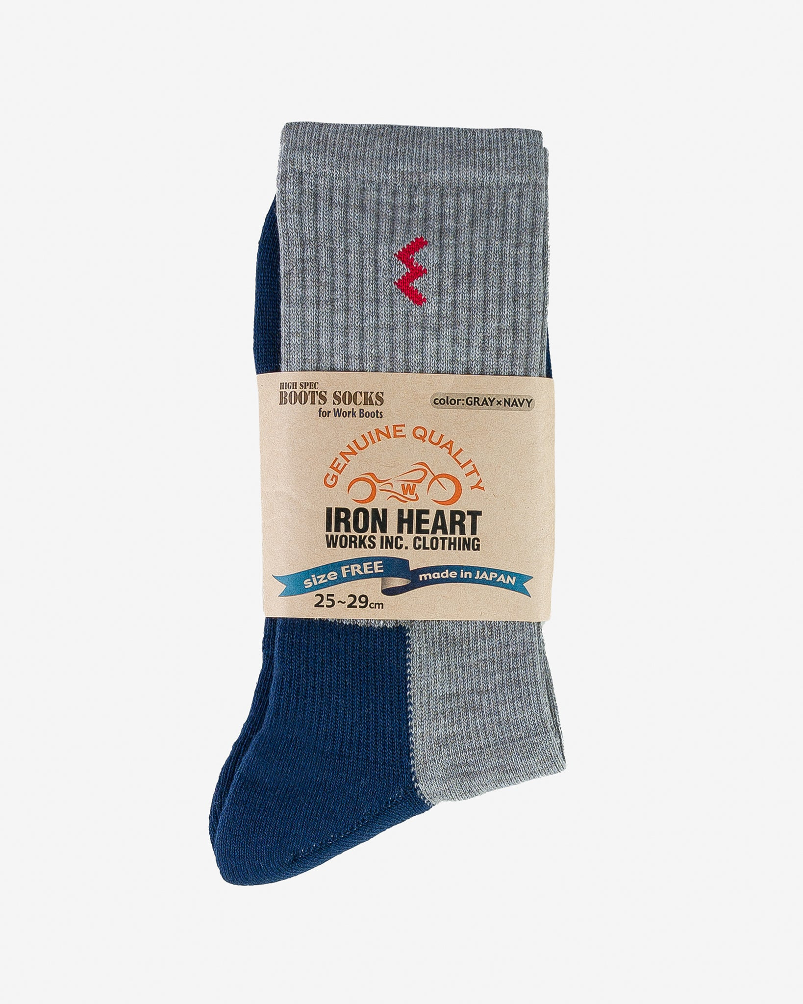 IHG-030-GRYNAV Iron Heart Work Boot Socks - Grey/Navy - 2