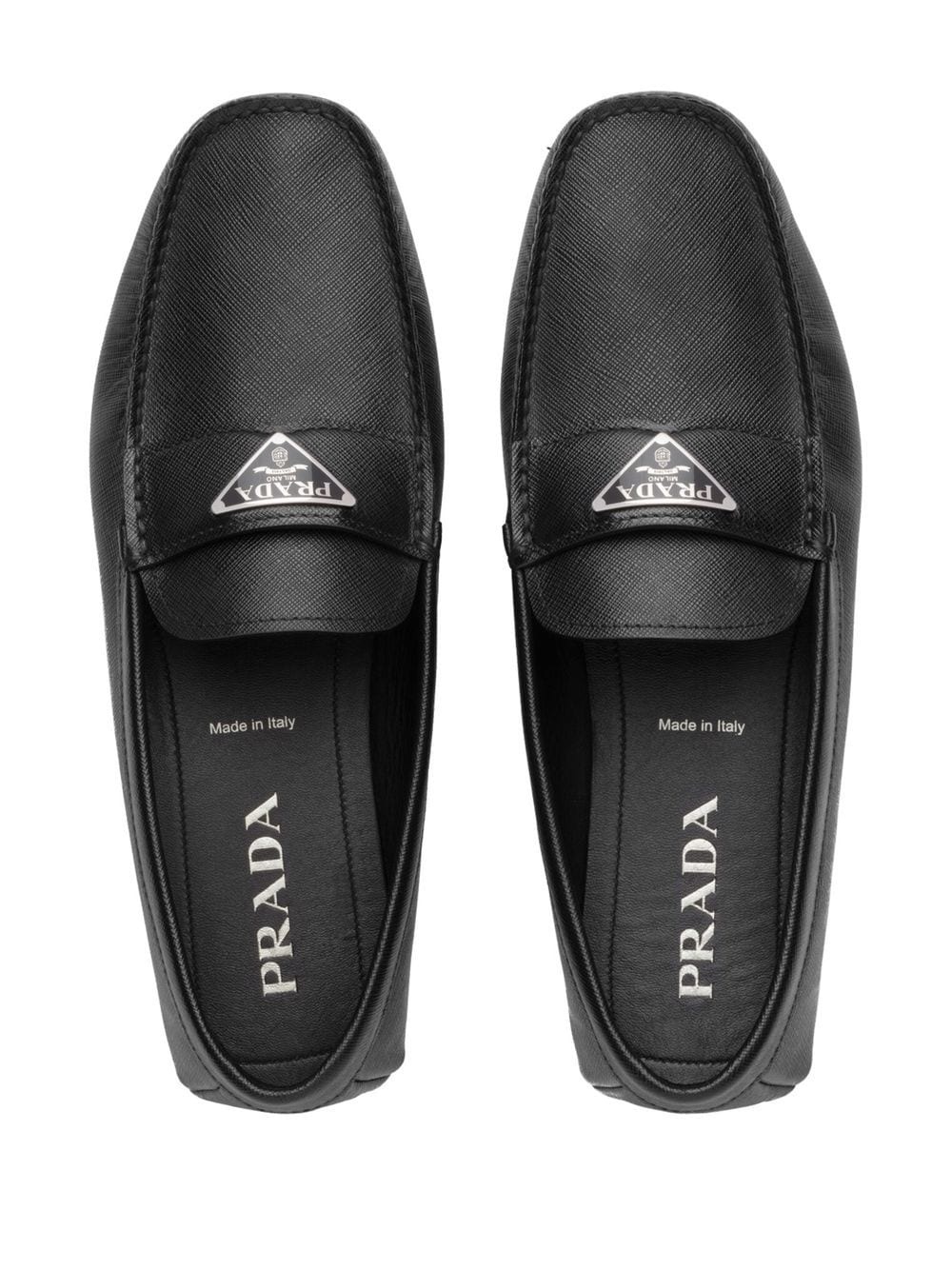 logo-plaque leather loafers - 4
