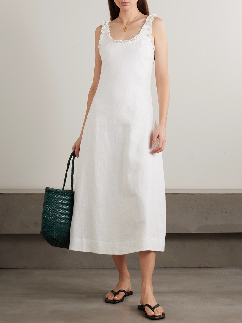 POSSE Florence Ruffle-trimmed Linen Midi Dress outlook
