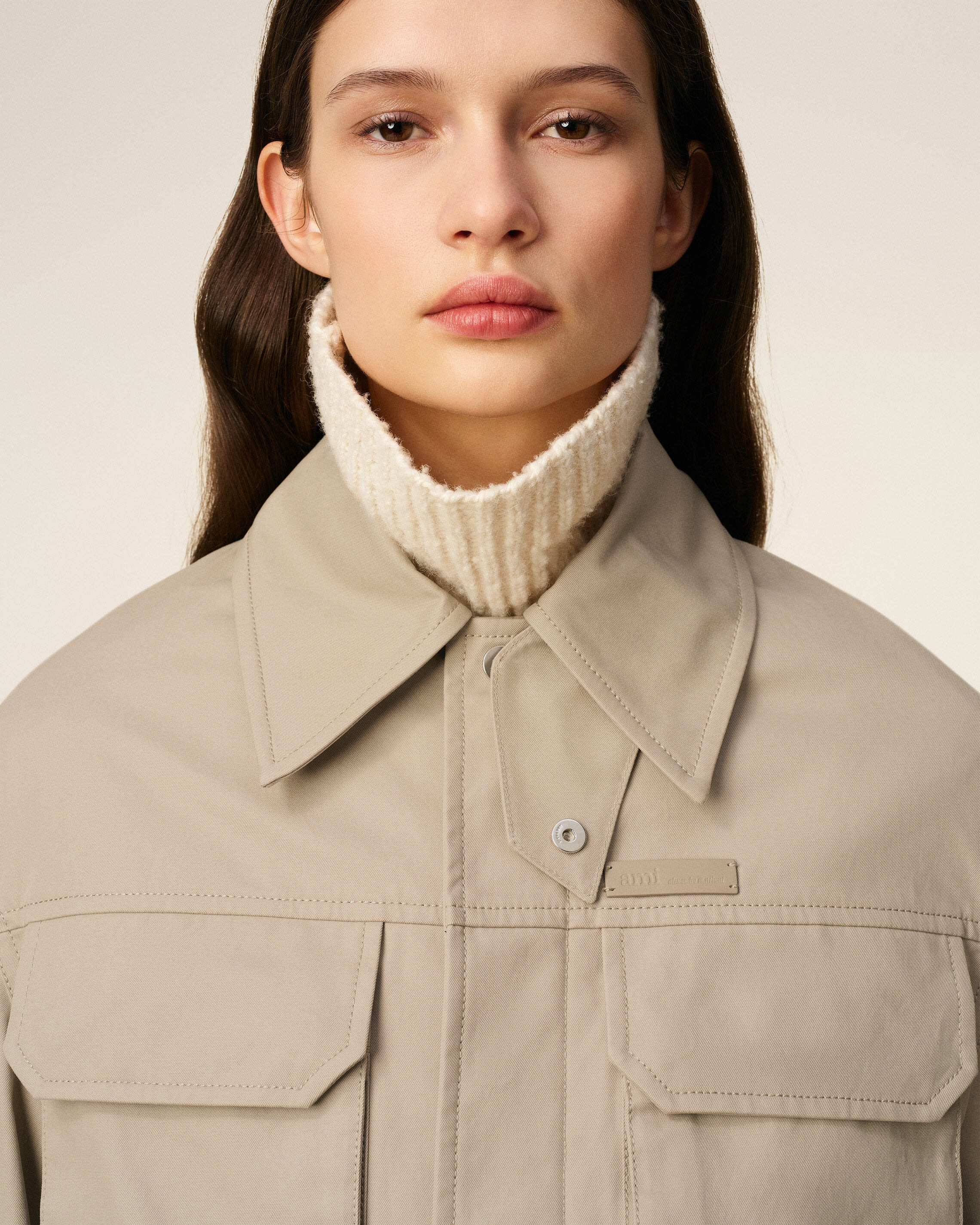 BEIGE COTTON WORKER JACKET - 4