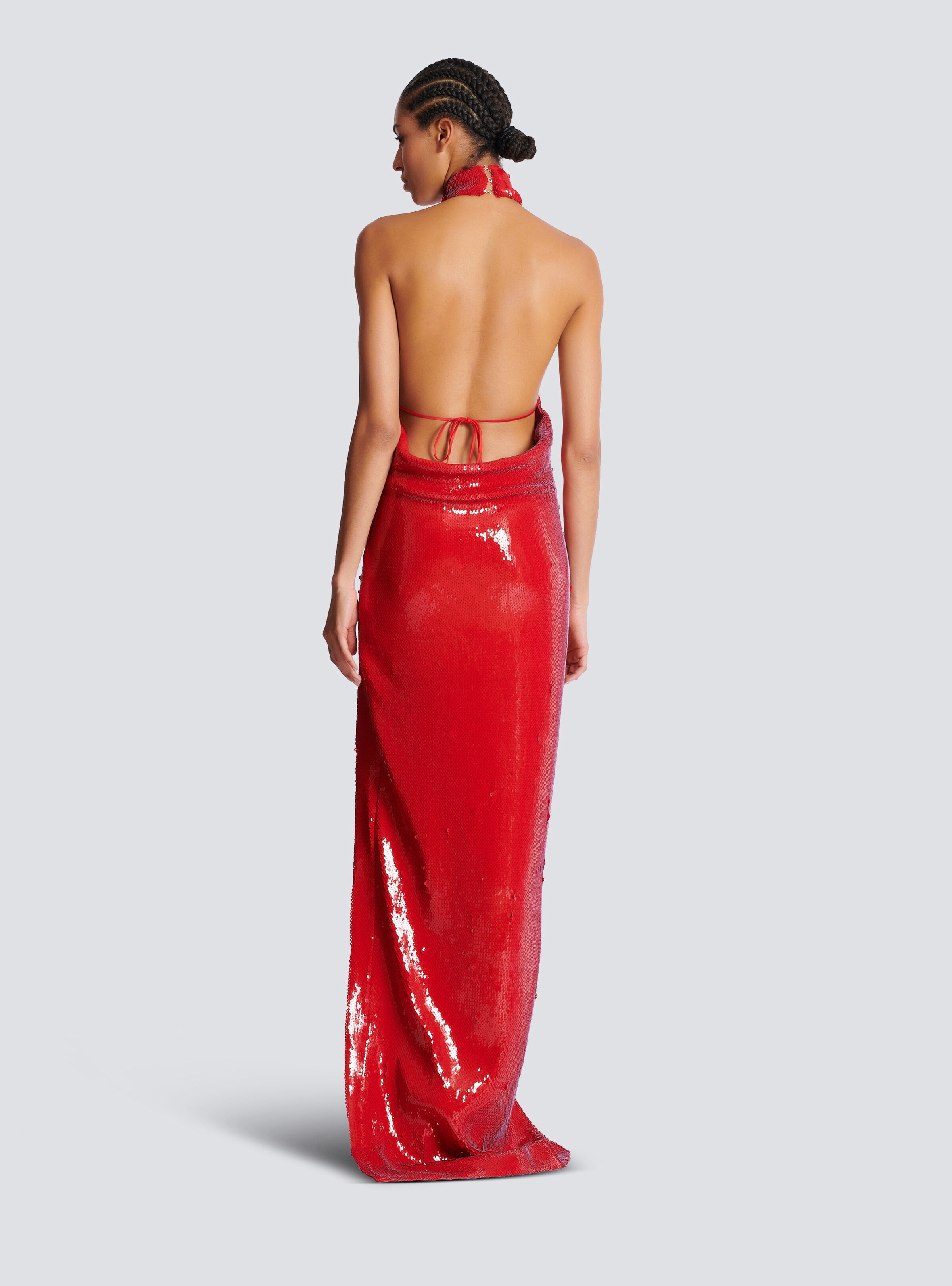 Long sequin halterneck dress - 4