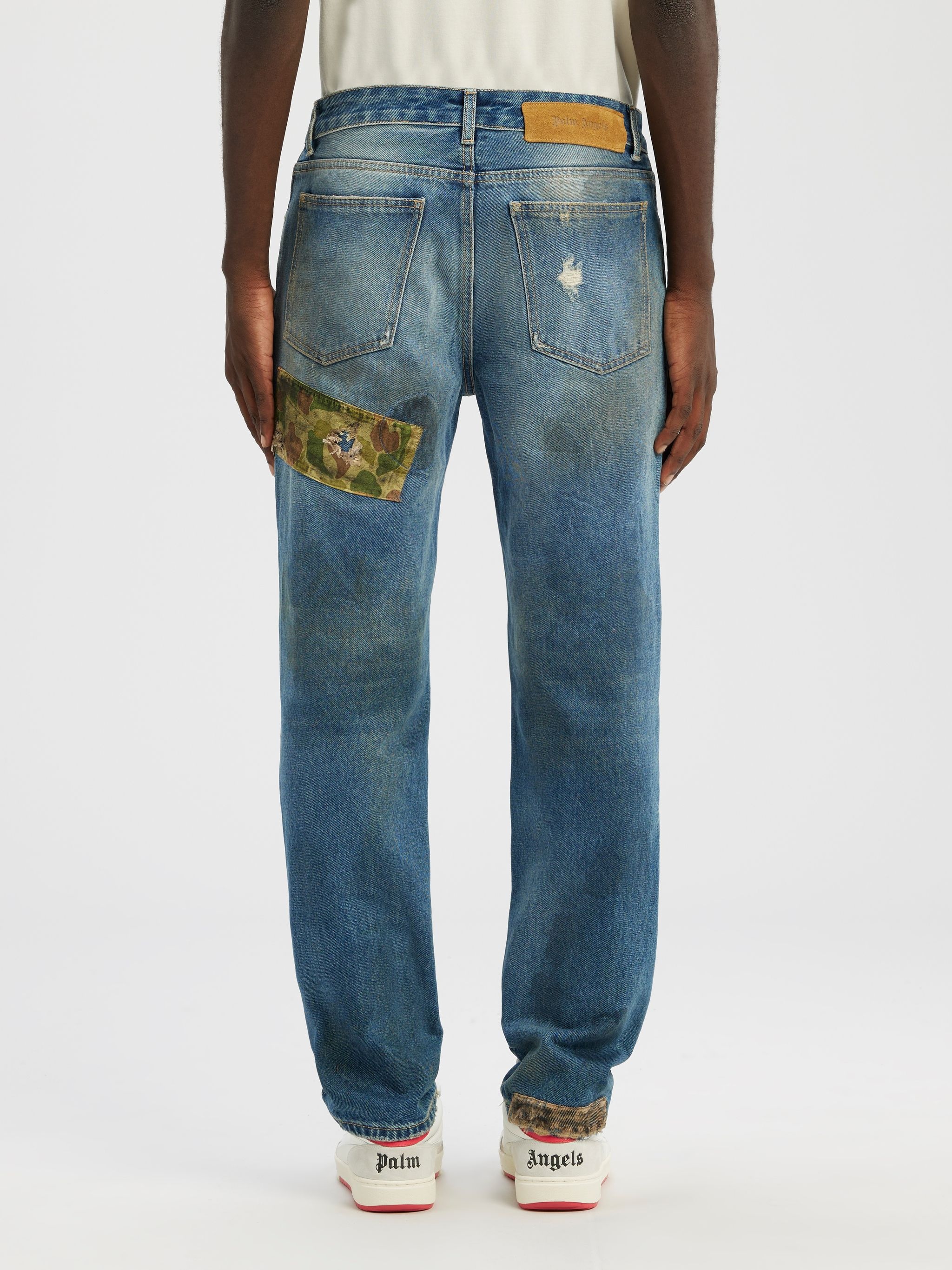 CURVED PALM TREE REGULAR DENIM PANTS - 5