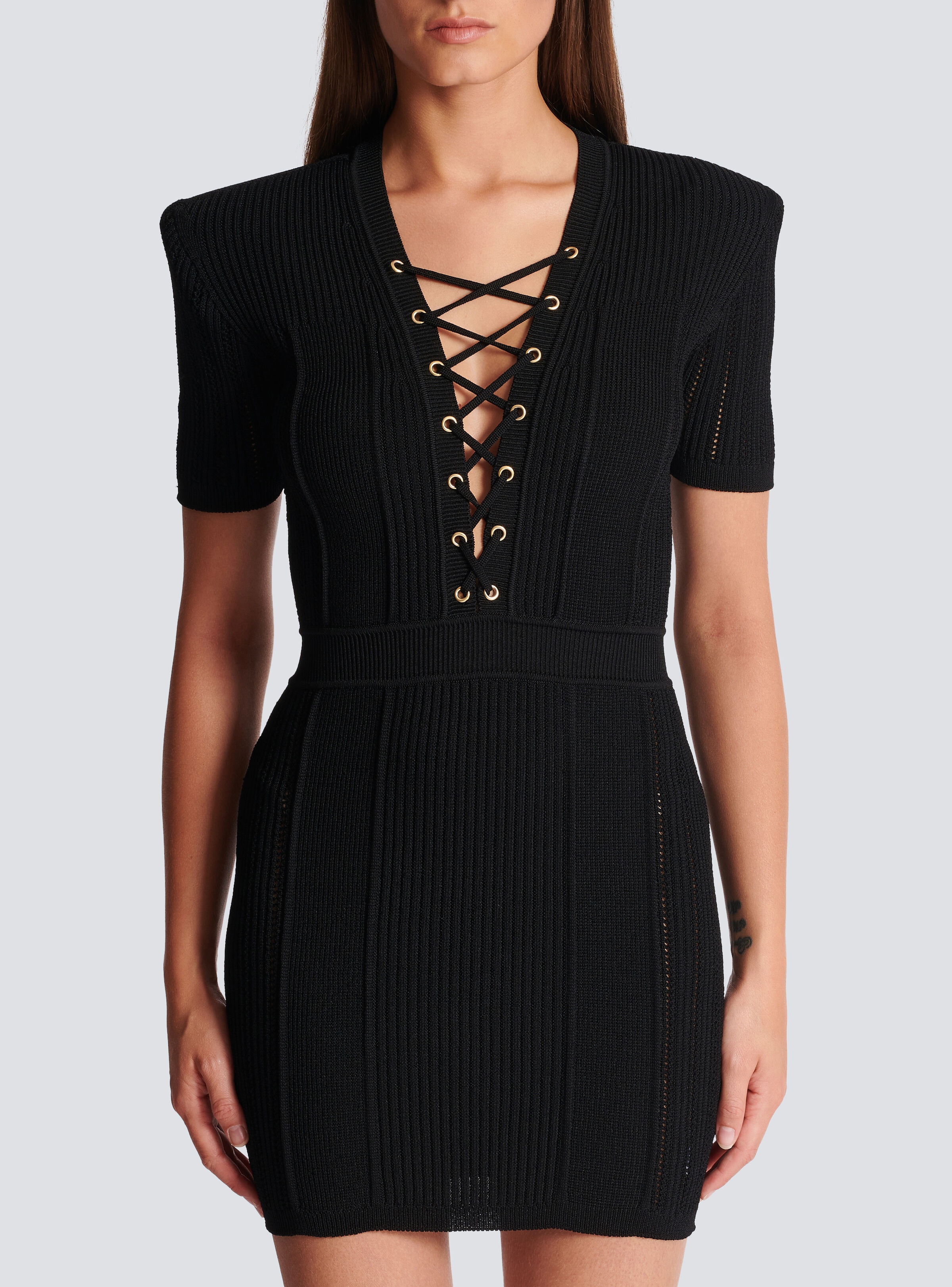 Short fine ribbed knit dress - 5