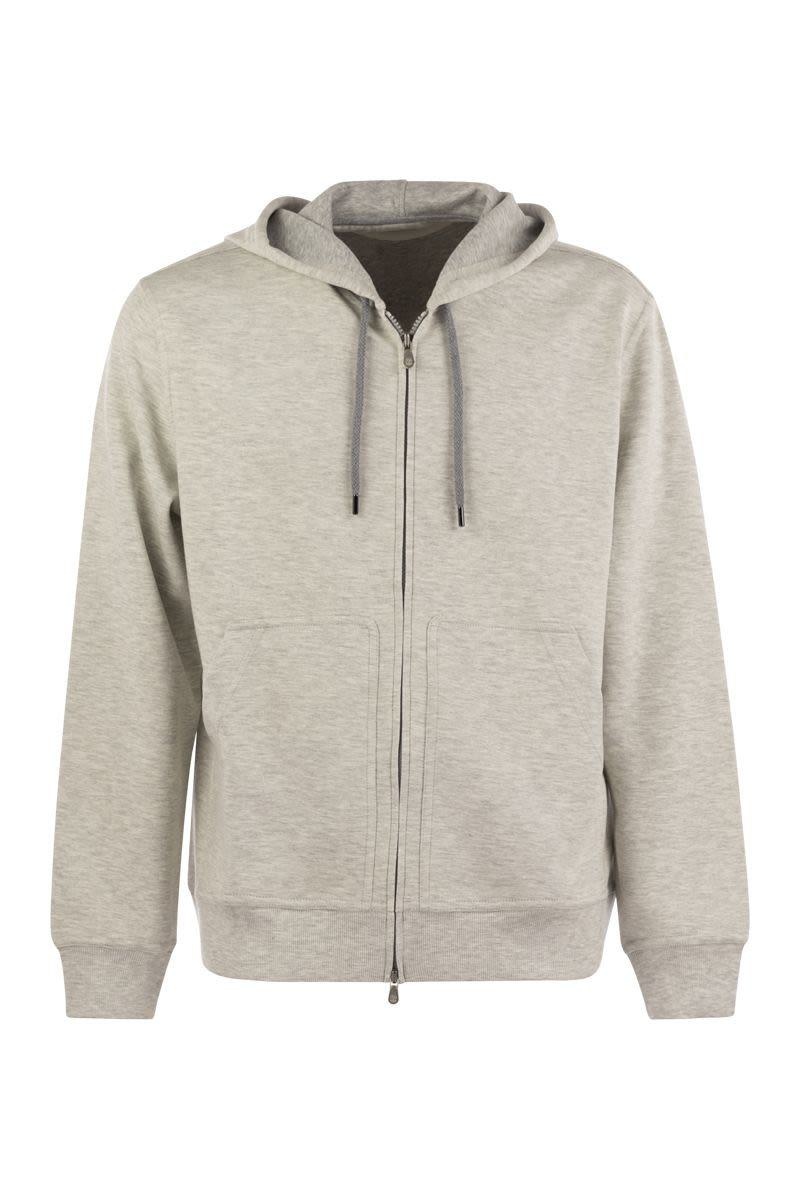 Brunello Cucinelli BRUNELLO CUCINELLI COTTON, CASHMERE AND SILK FLEECE ZIPPED TOPWEAR - 1