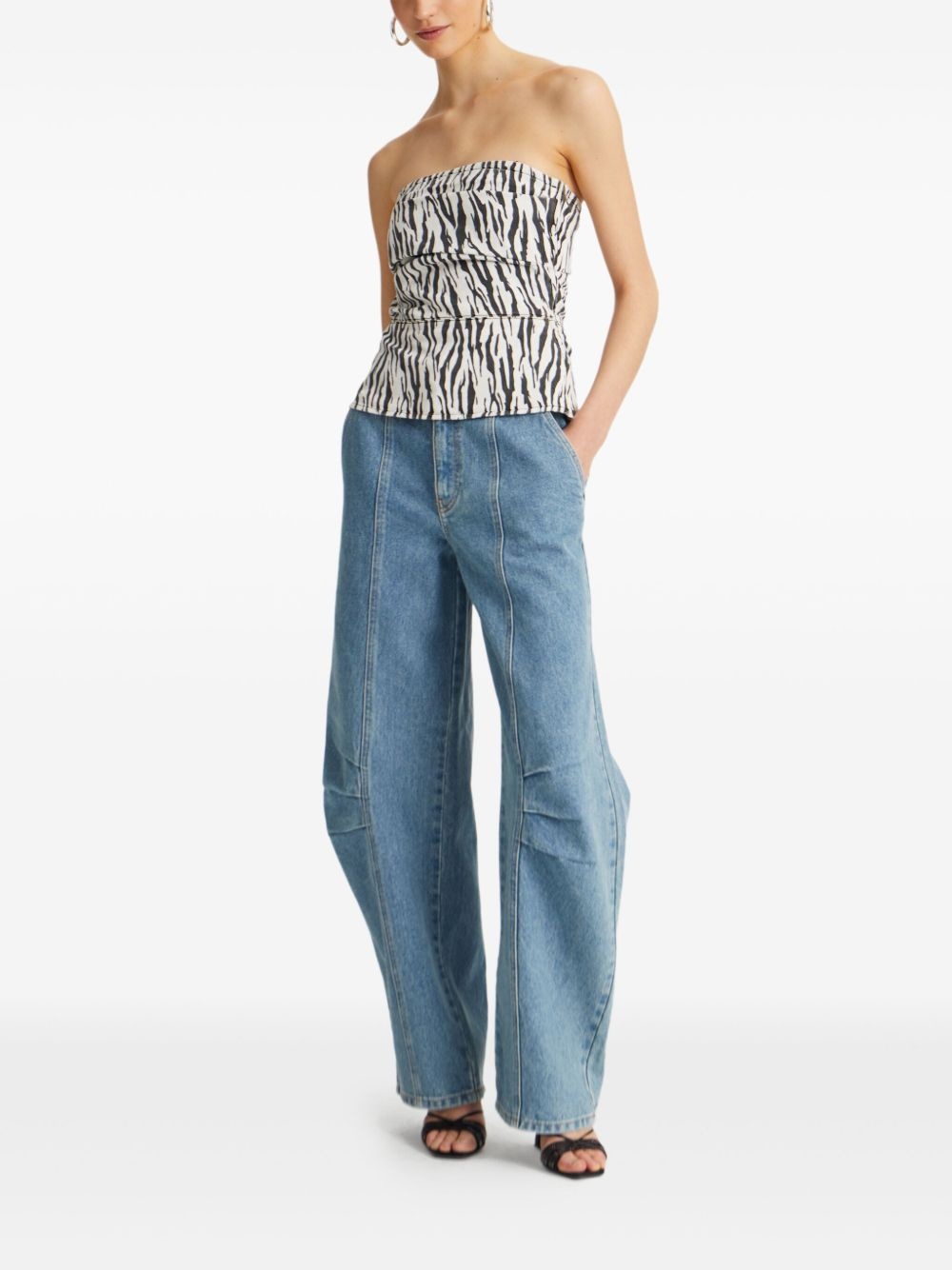 zebra-print strapless top - 2