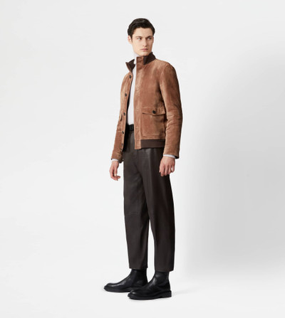 Tod's BOMBER JACKET IN SUEDE - BROWN outlook