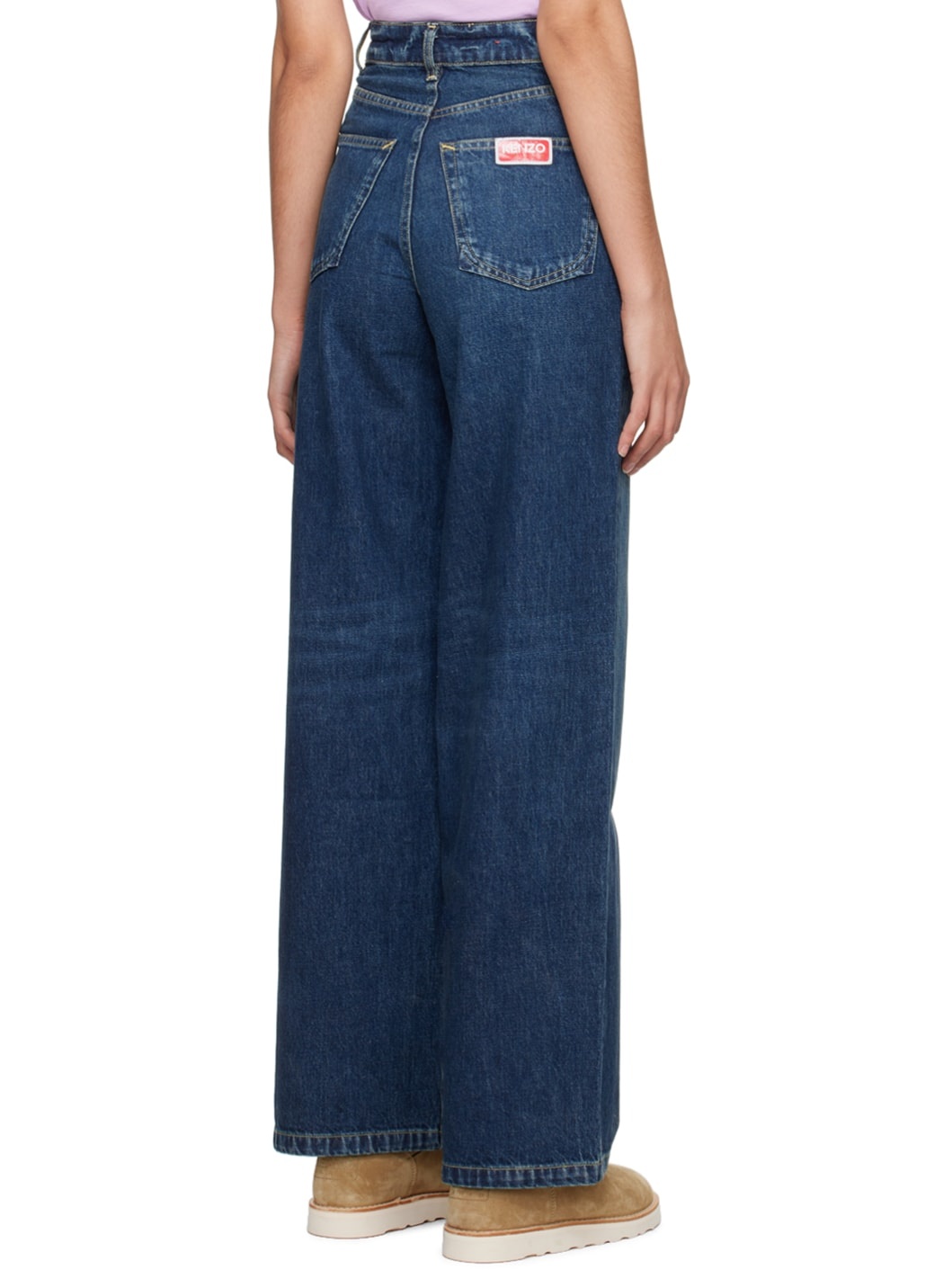 Navy Kenzo Paris Faded Jeans - 3
