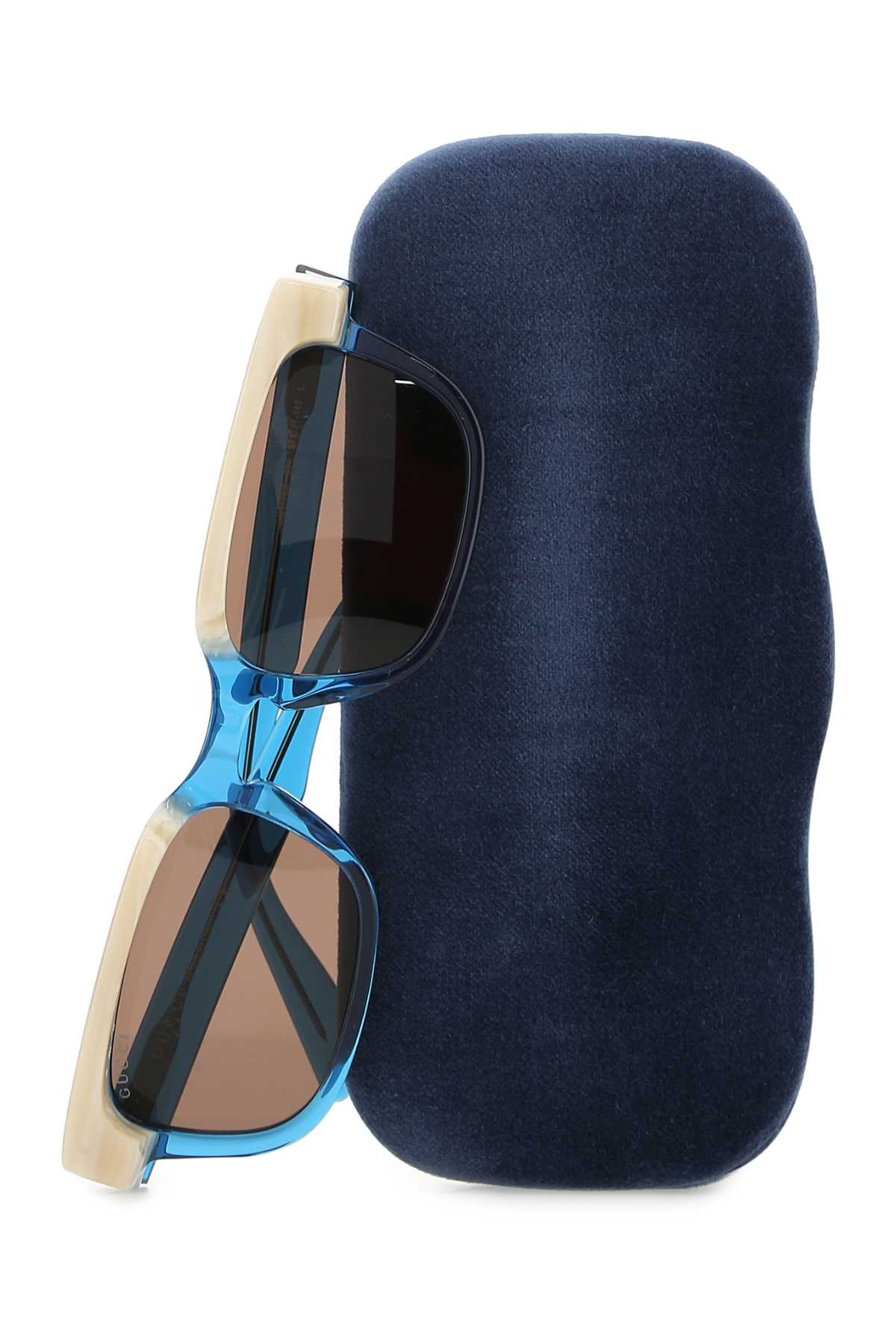 Gucci Men Light Blue Acetate Sunglasses - 3