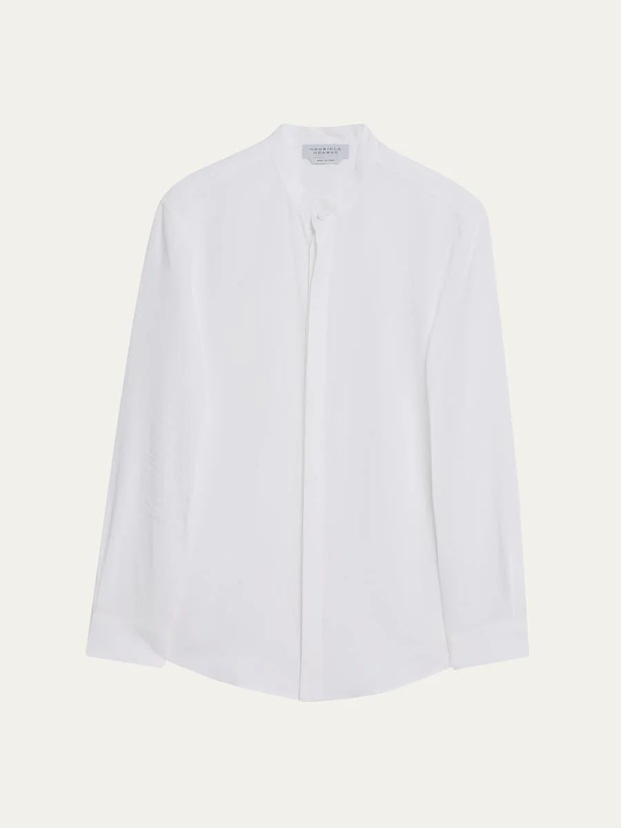 Men's Ollie Linen Mandarin-Collar Shirt - 1