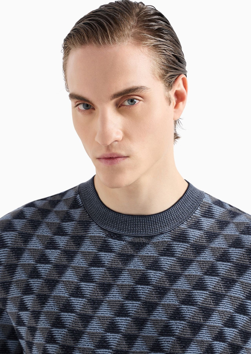 Jacquard virgin-wool, crew-neck jumper 9