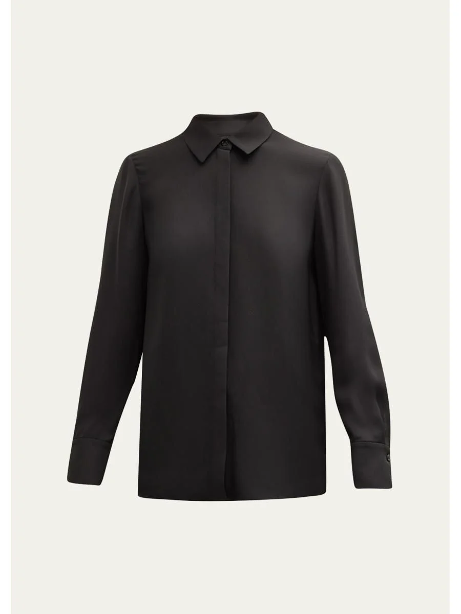 Scottie Silk Button-Down Blouse - 1