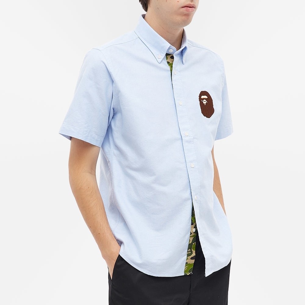 A Bathing Ape Short Sleeve Large Ape Head Oxford Shirt - 5