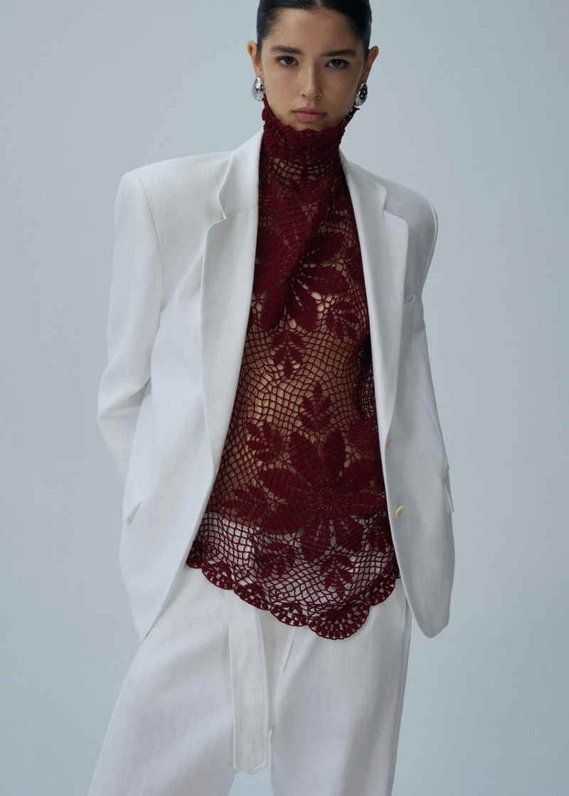 MAGDA BUTRYM Classic oversized viscose blend blazer in white outlook