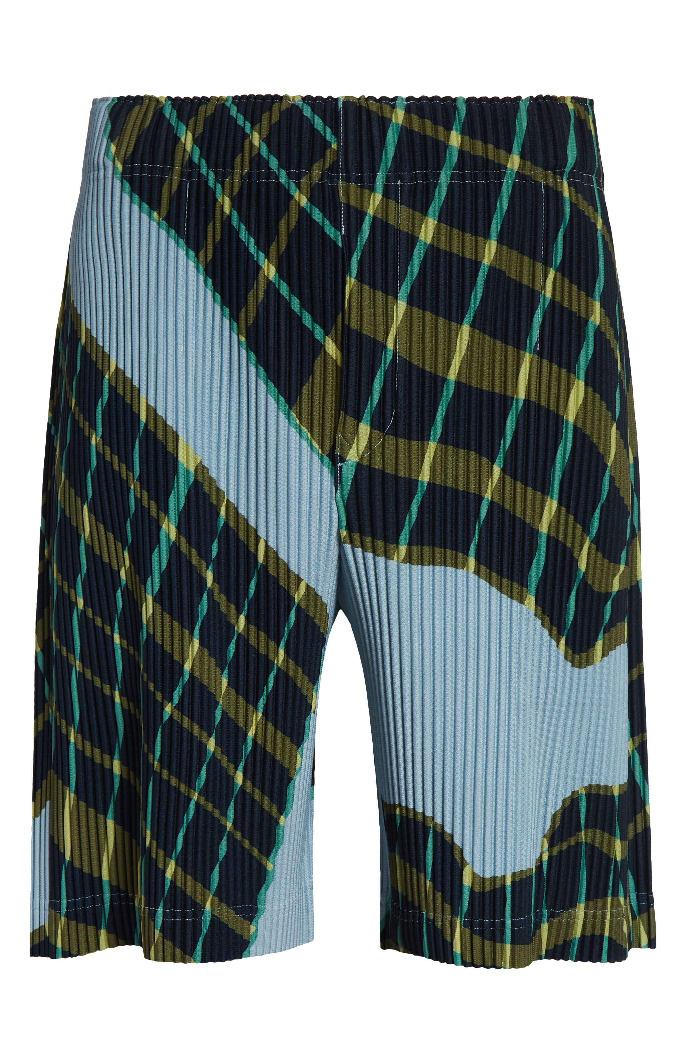 Homme Plissé Issey Miyake Windswept Plaid Pleated Shorts in Blue Gray at Nordstrom - 5