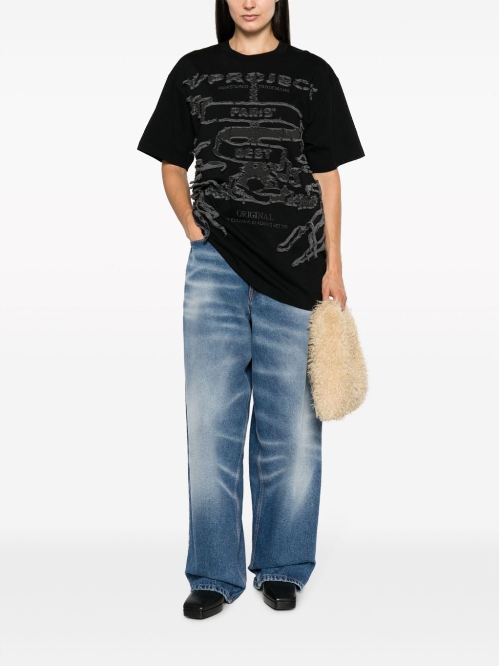 double-waist wide-leg jeans - 2