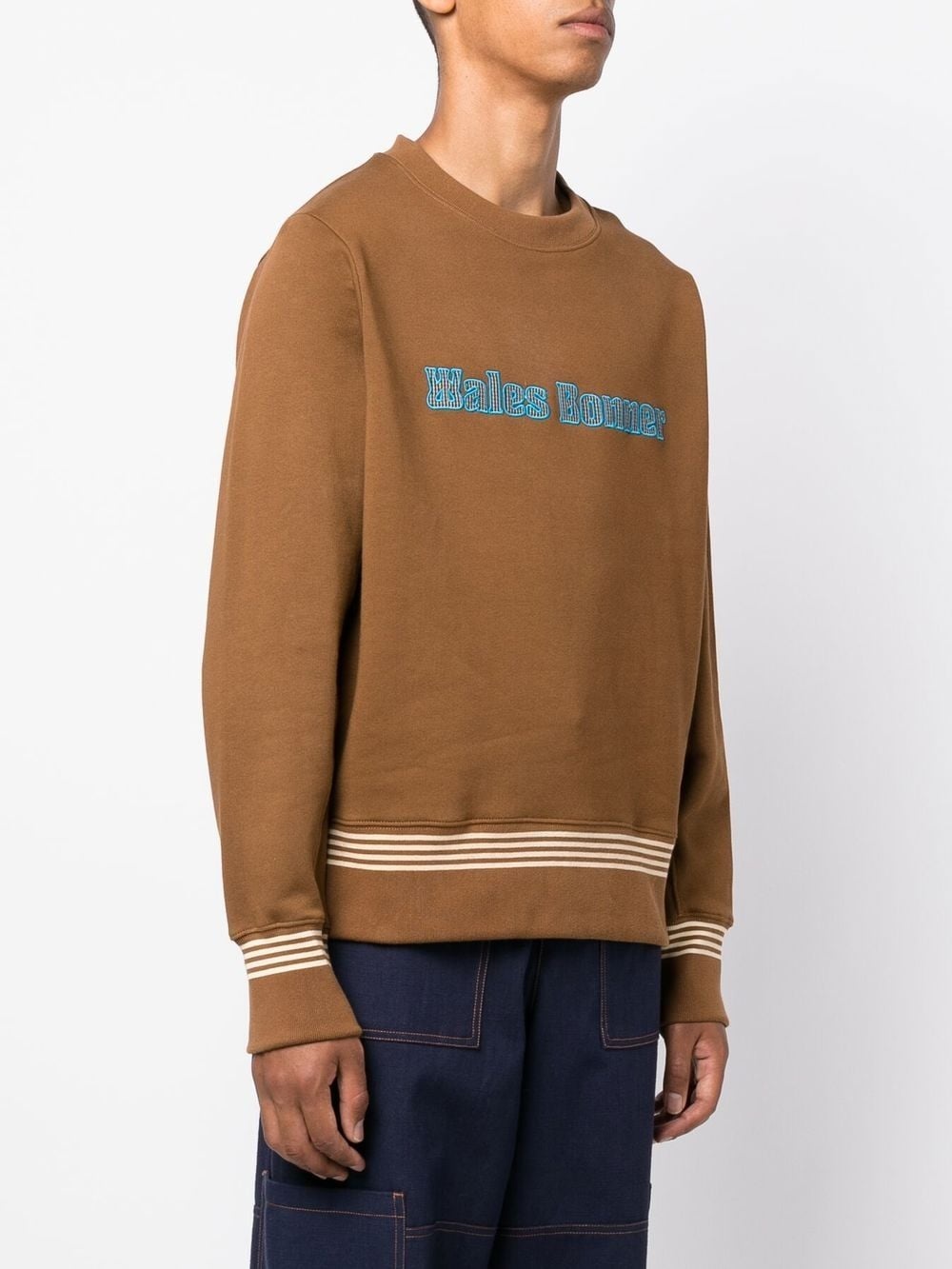 embroidered-logo crew neck sweatshirt - 3