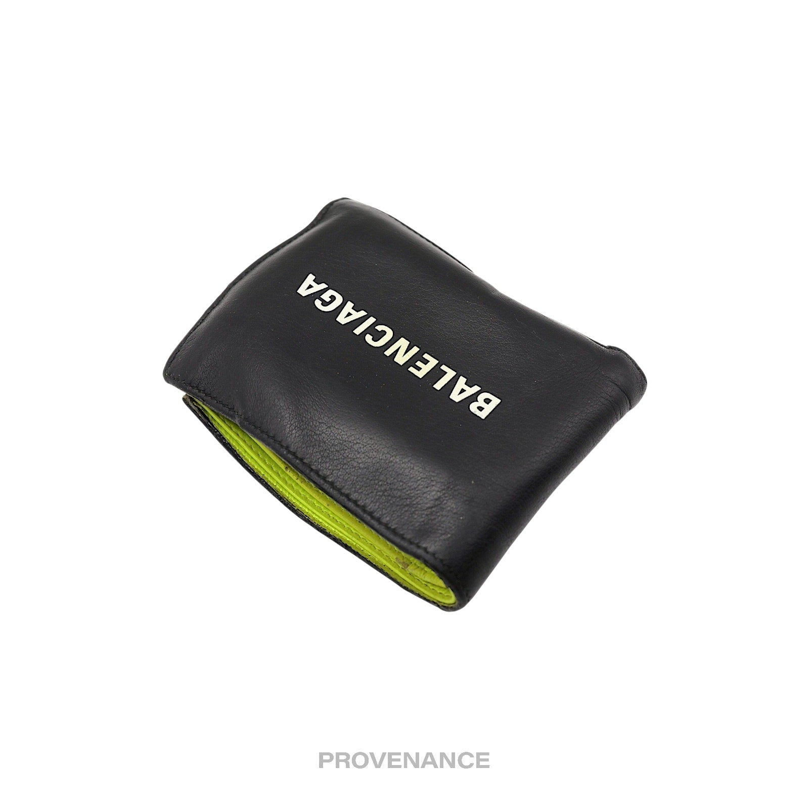 Balenciaga Logo 8CC Bifold Wallet - Black Neon Leather - 3