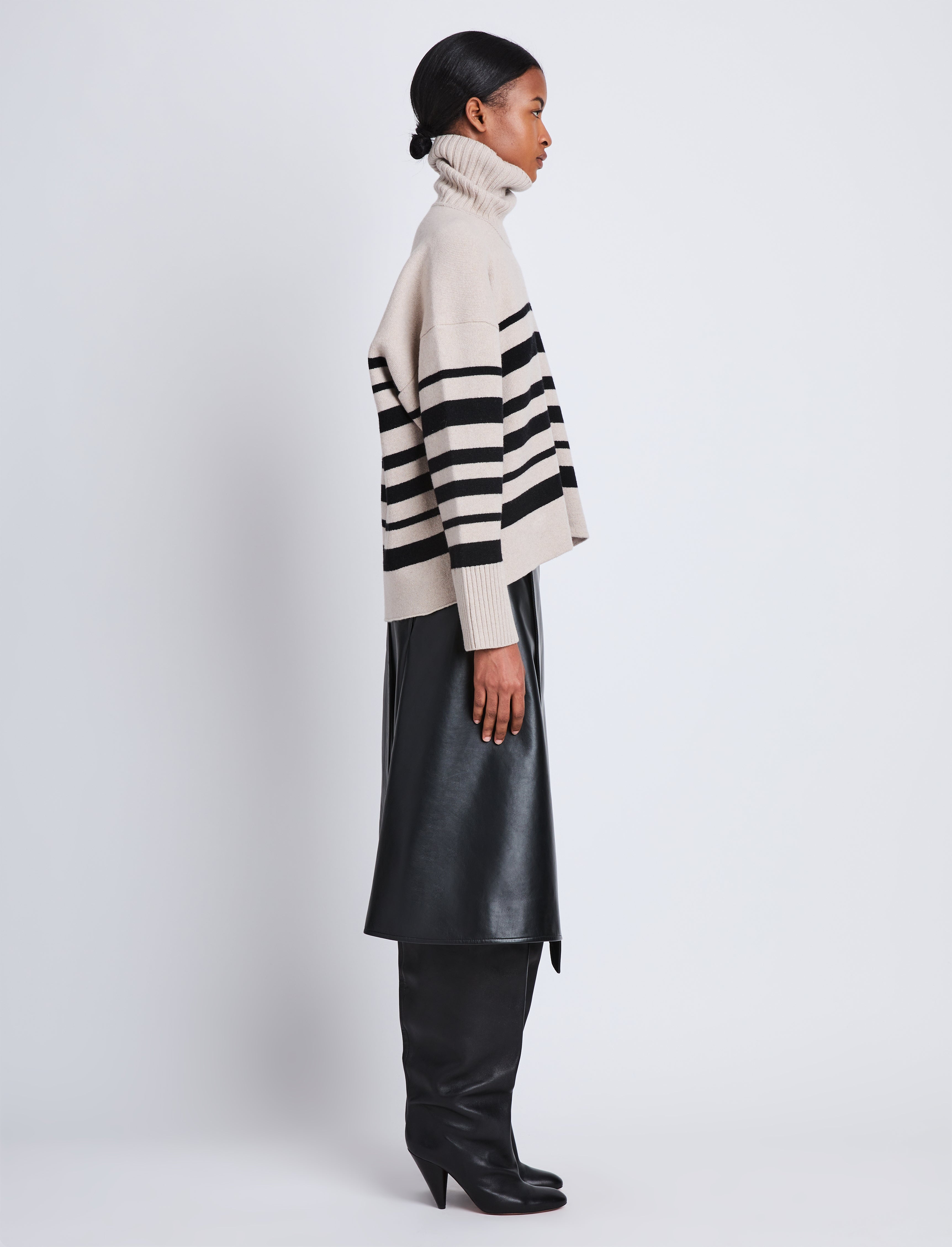 Sandra Turtleneck in Striped Doubleface Cashmere - 4