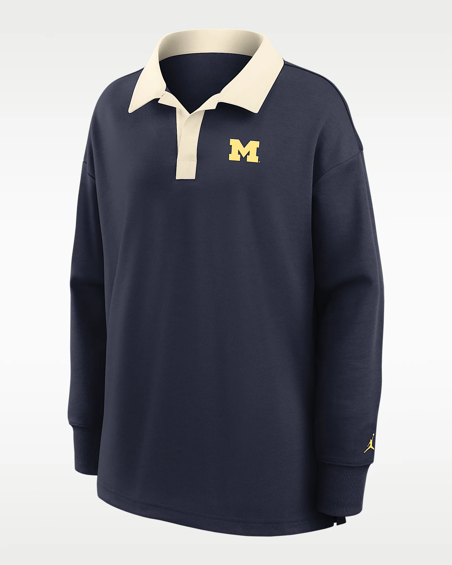 Michigan Academic Women's Jordan Brand Dri-FIT Oversized Long-Sleeve Polo - 1
