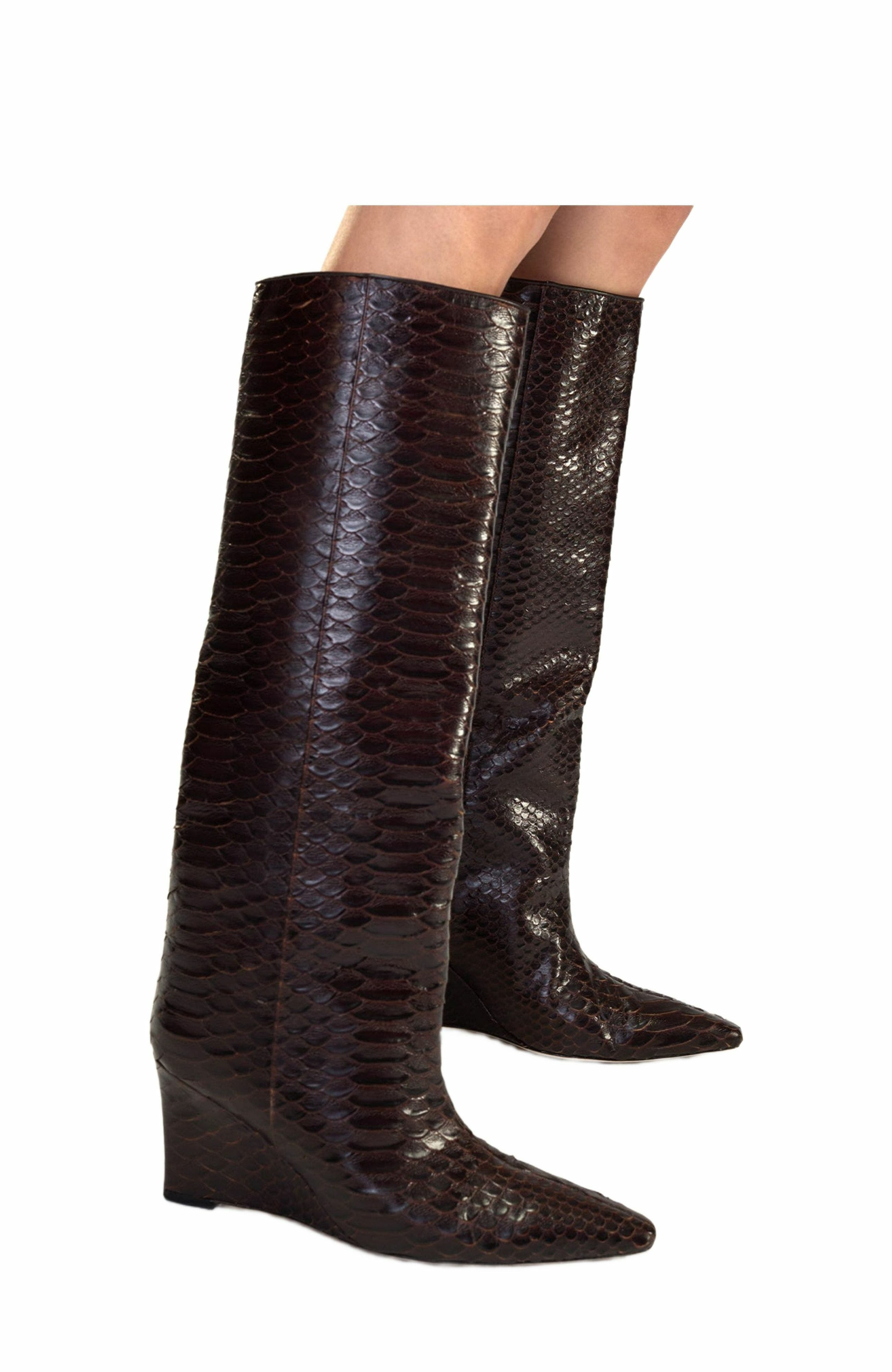 Cynthia Rowley Embossed Leather Wedge Boot in Brown at Nordstrom - 2