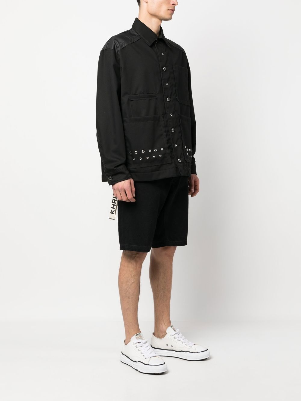 eyelet-embellished military jacket - 3