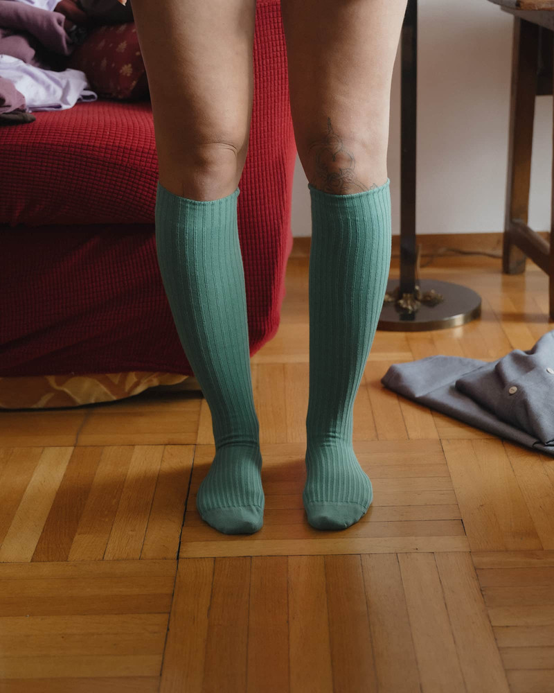 Rib Knee Socks - Organic Cotton Rib 1