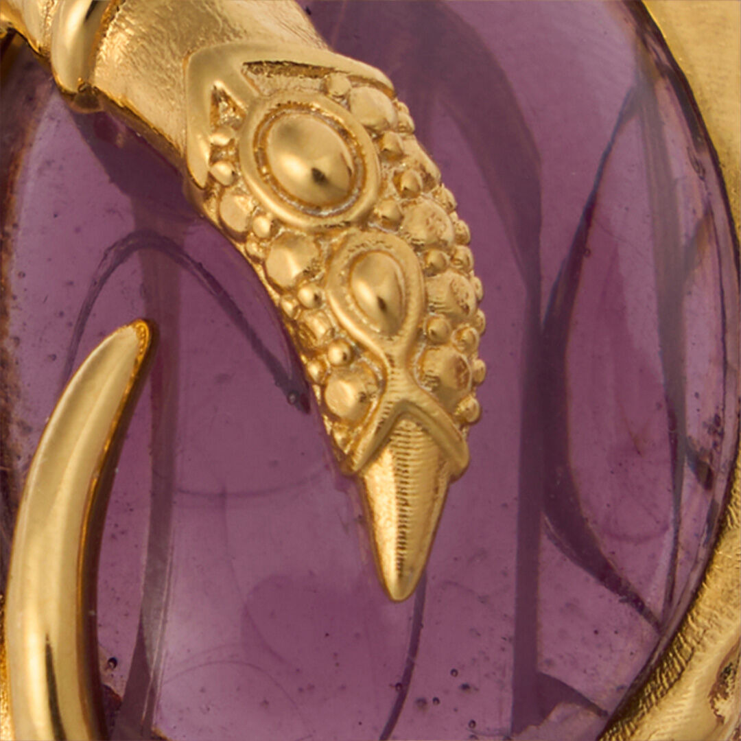 Golden Cocktail Ring With Amethyst Stone - 4