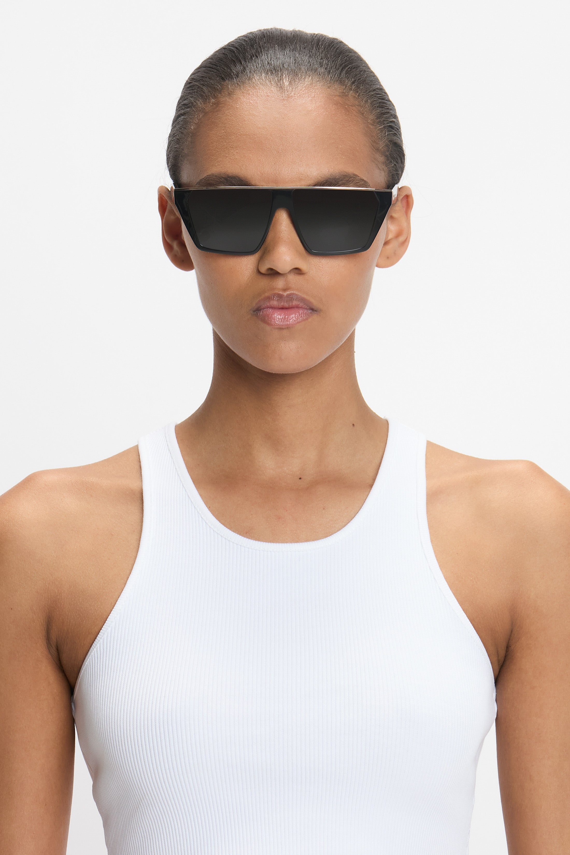 Flat Top Visor Sunglasses In Black - 2