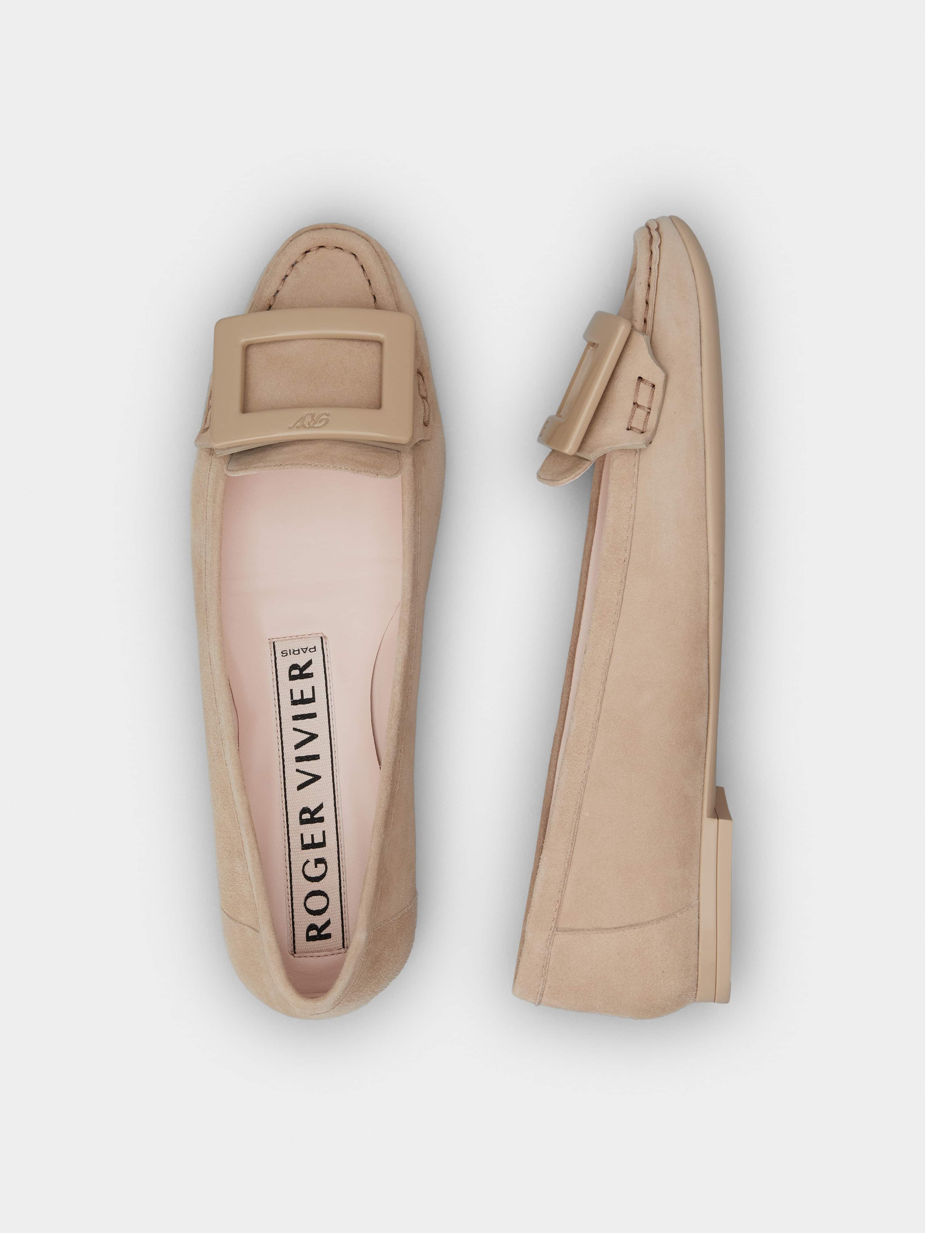 Lacquered Buckle Loafers  in Suede - 4