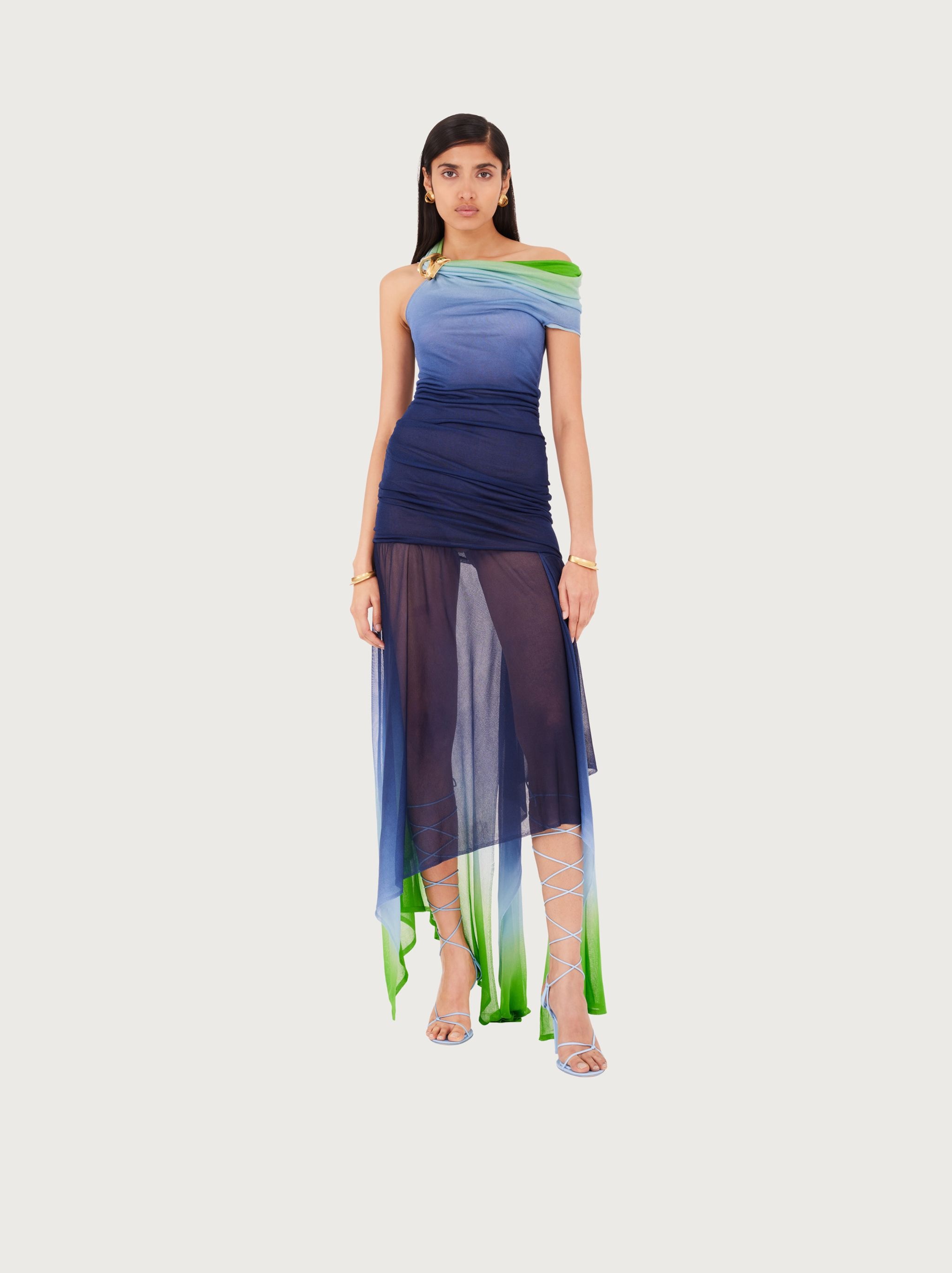 One shoulder dress with shoulder broach - 6