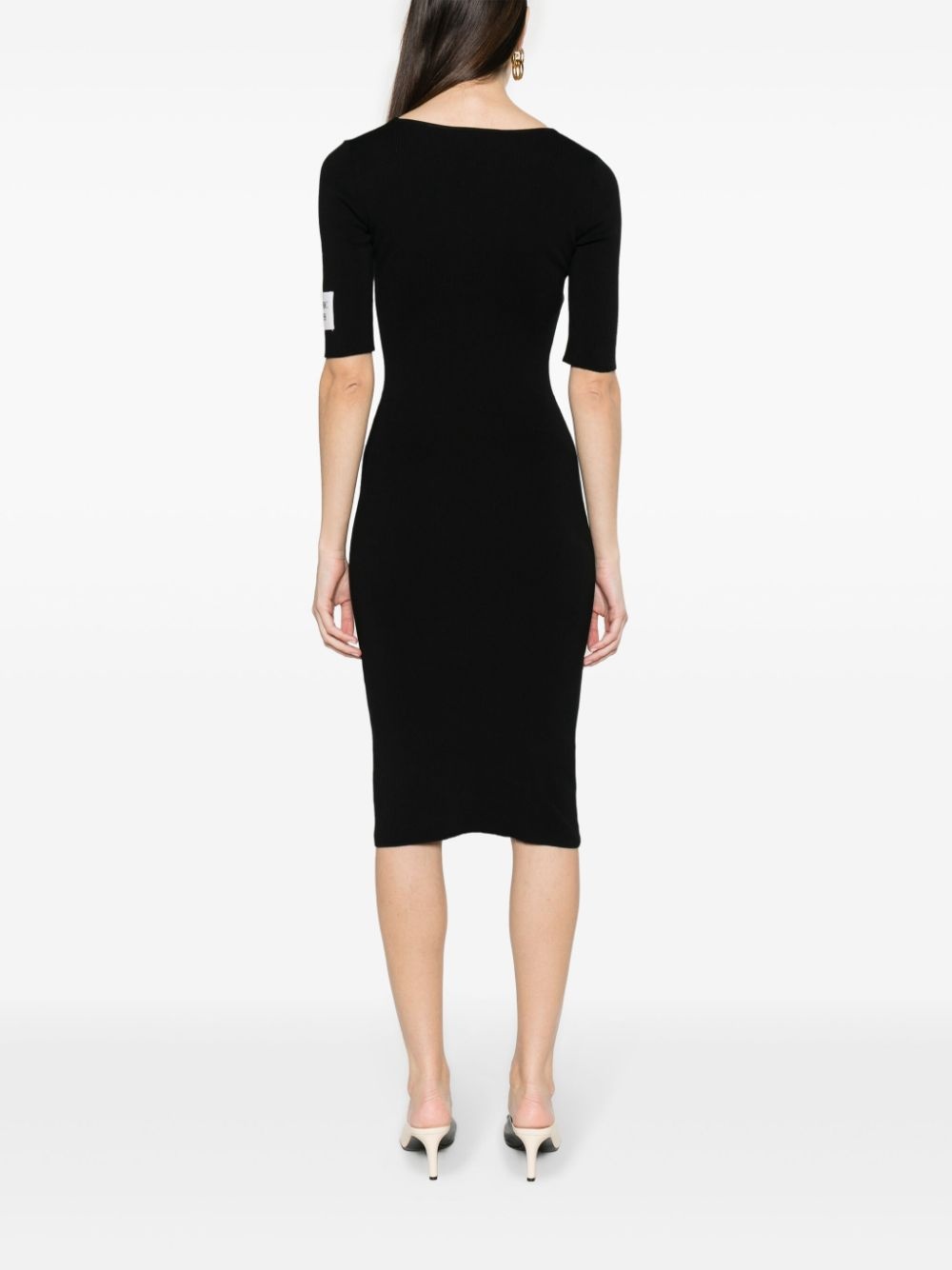 square-neck ribbed midi dress - 4