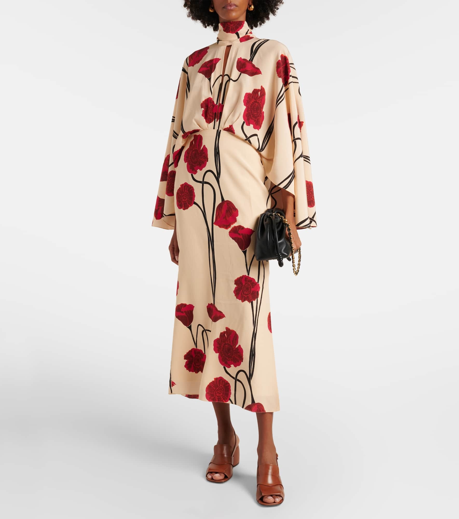Draped floral silk maxi dress - 2