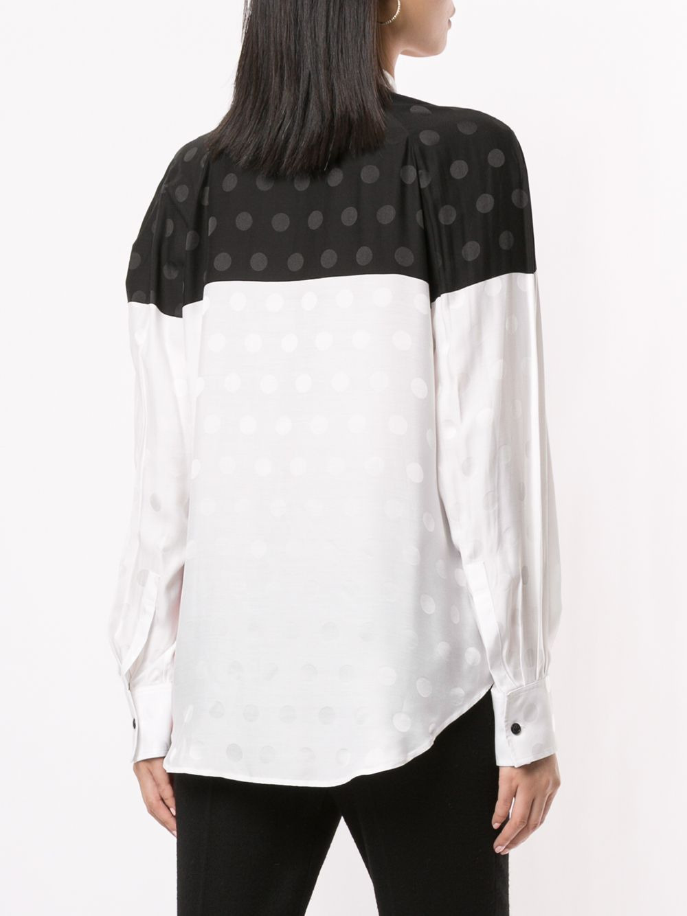 drape neck colour block blouse - 4