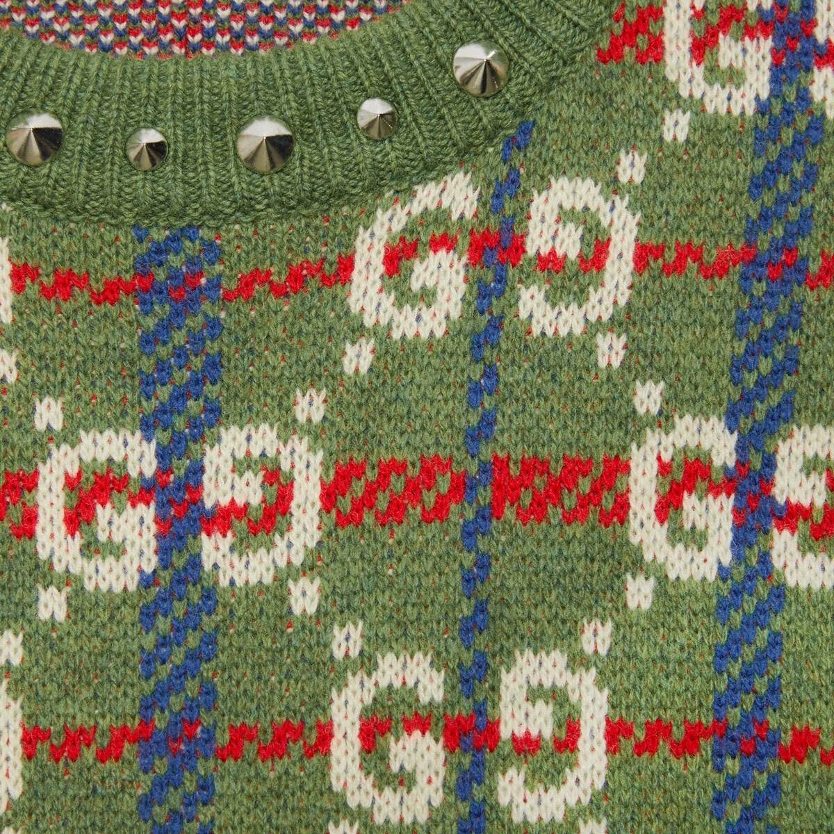 GG check knit wool sweater - 4