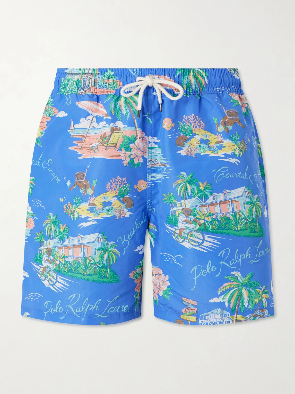 Straight-Leg Mid-Length Printed Recycled Swim Shorts - 1