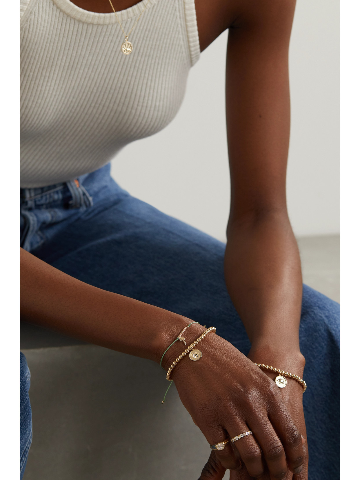 Palm Tree 14-karat Gold Cord Bracelet - 5