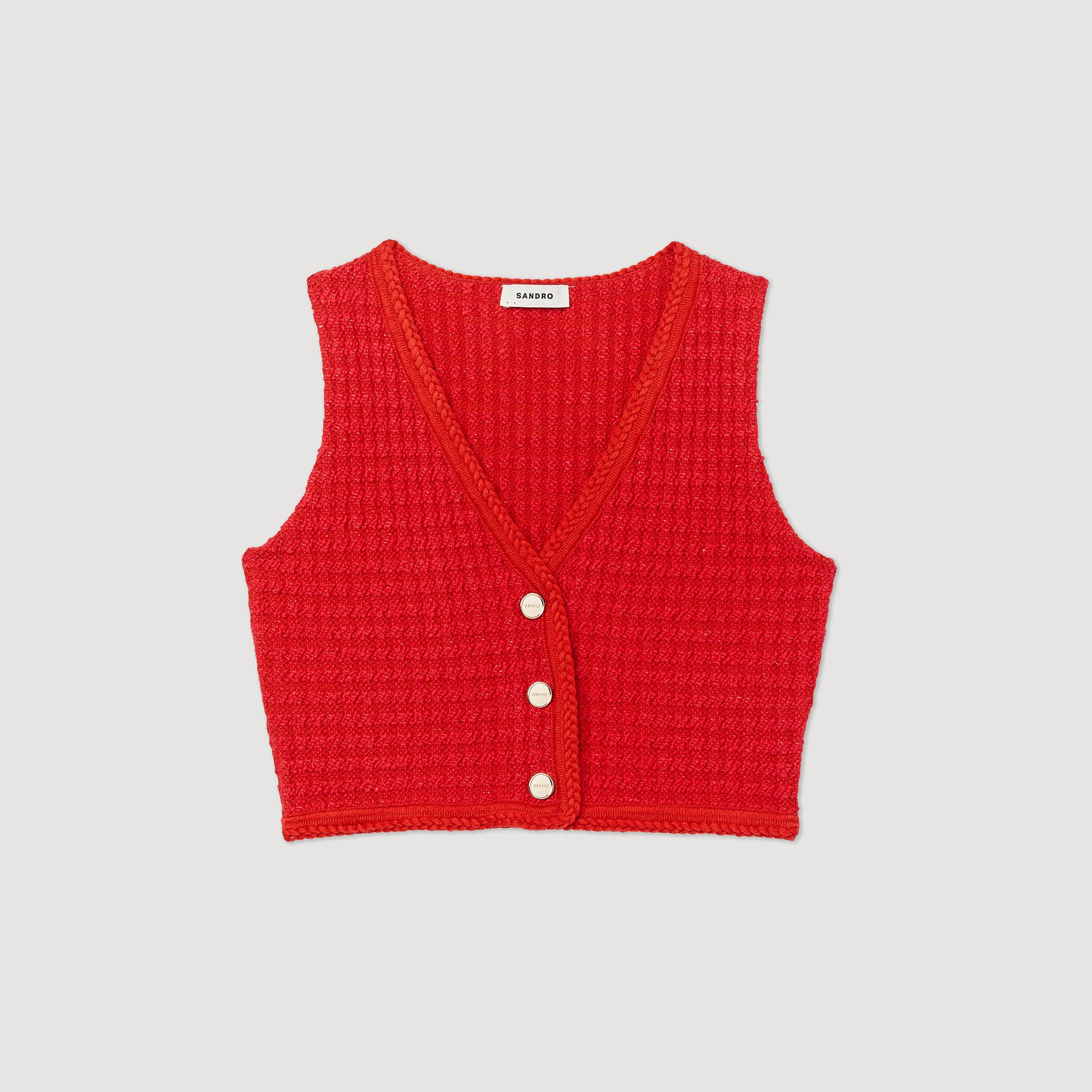 Cropped tweed sweater - 1