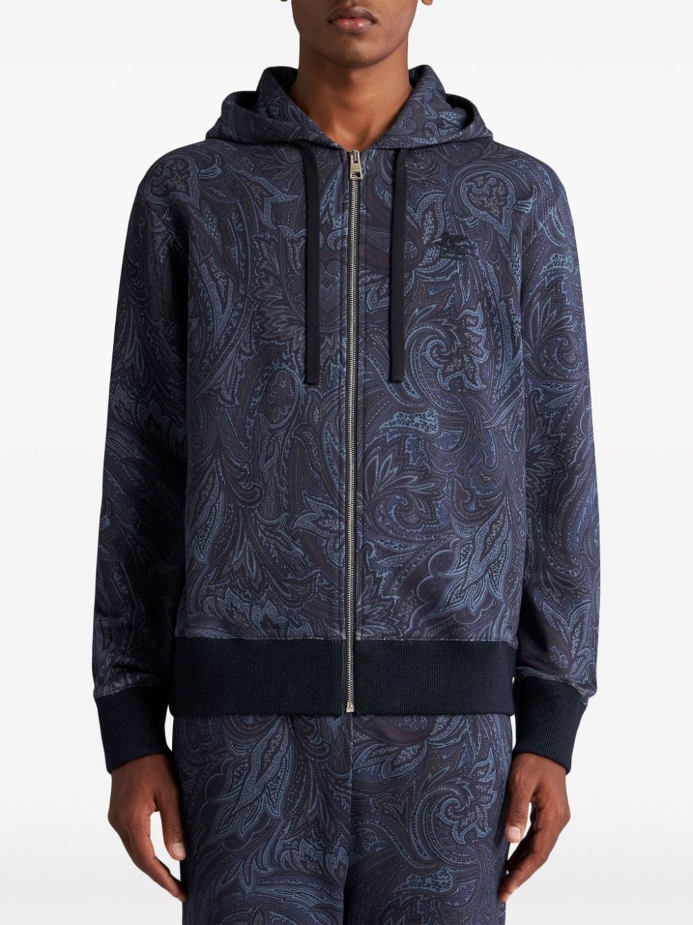 paisley-print zip-up cotton hoodie - 3