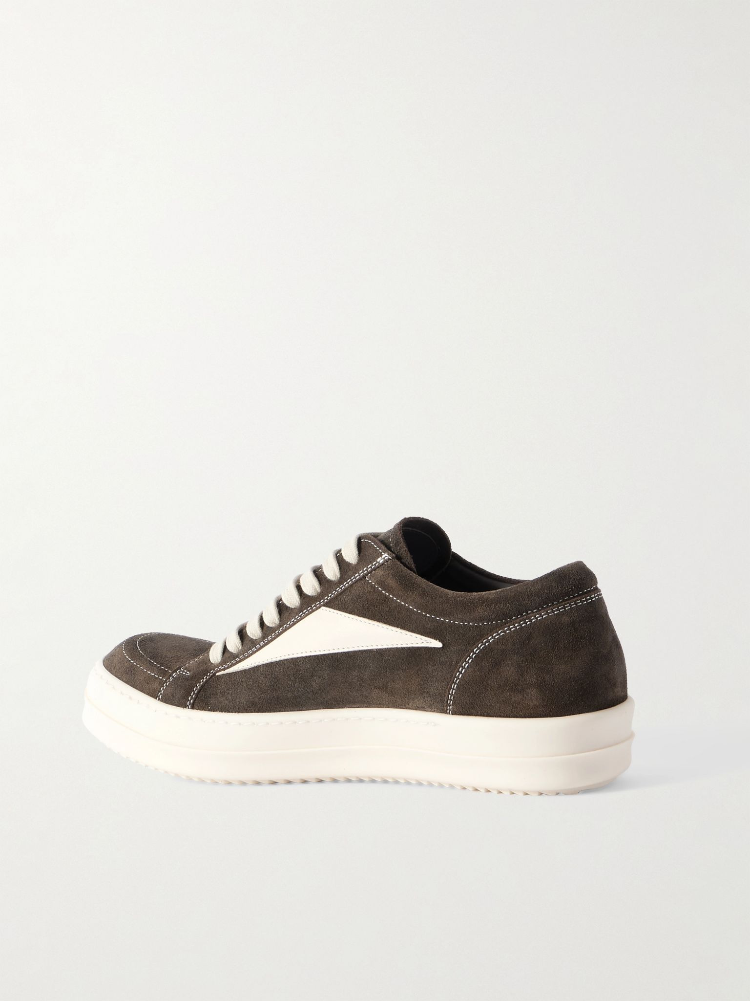 Vintage Leather-Trimmed Suede Sneakers Brown - 4