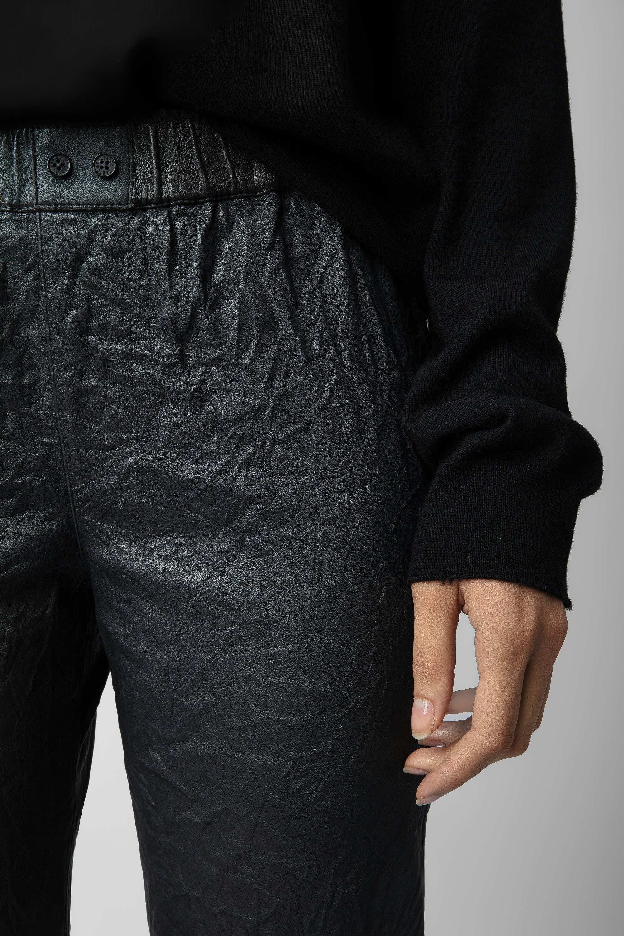 Pauline Crinkled Leather Pants - 3