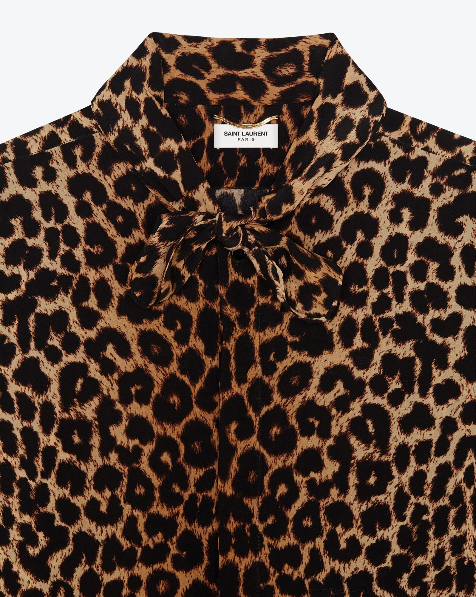 lavallière-neck shirt in leopard-print silk crepe de chine - 3