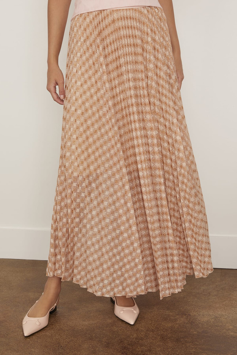 Diamond Jersey Plisse Skirt in Alba 3