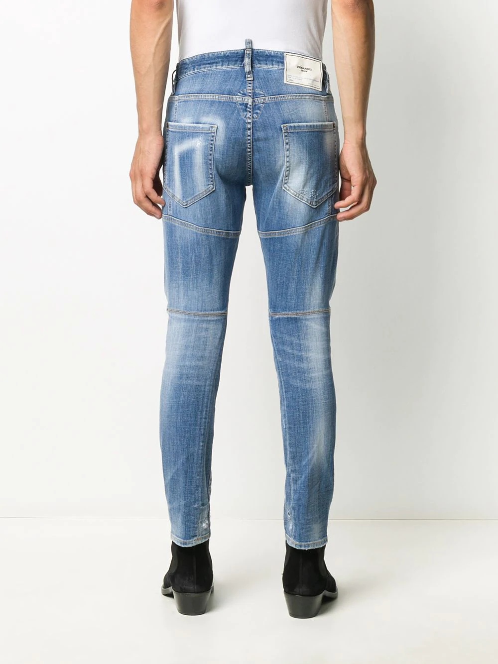 stonewashed distressed skinny jeans - 4