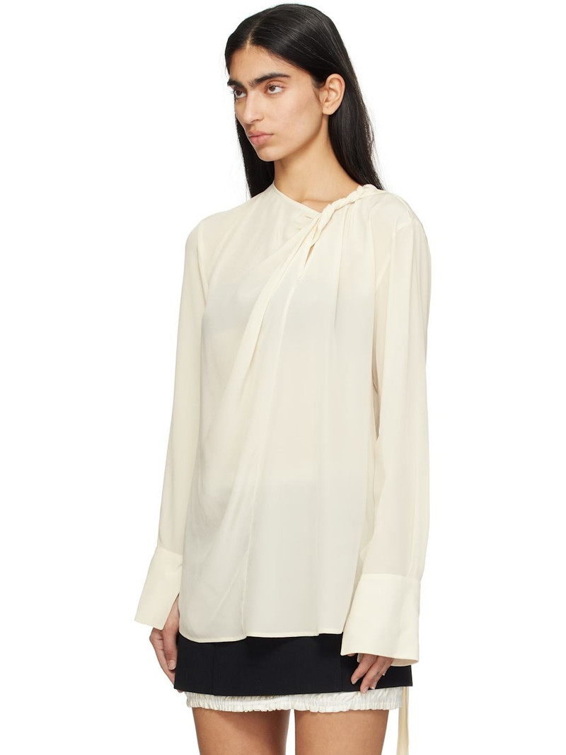 Victoria Beckham Off-White Twist Detail Scarf Blouse outlook