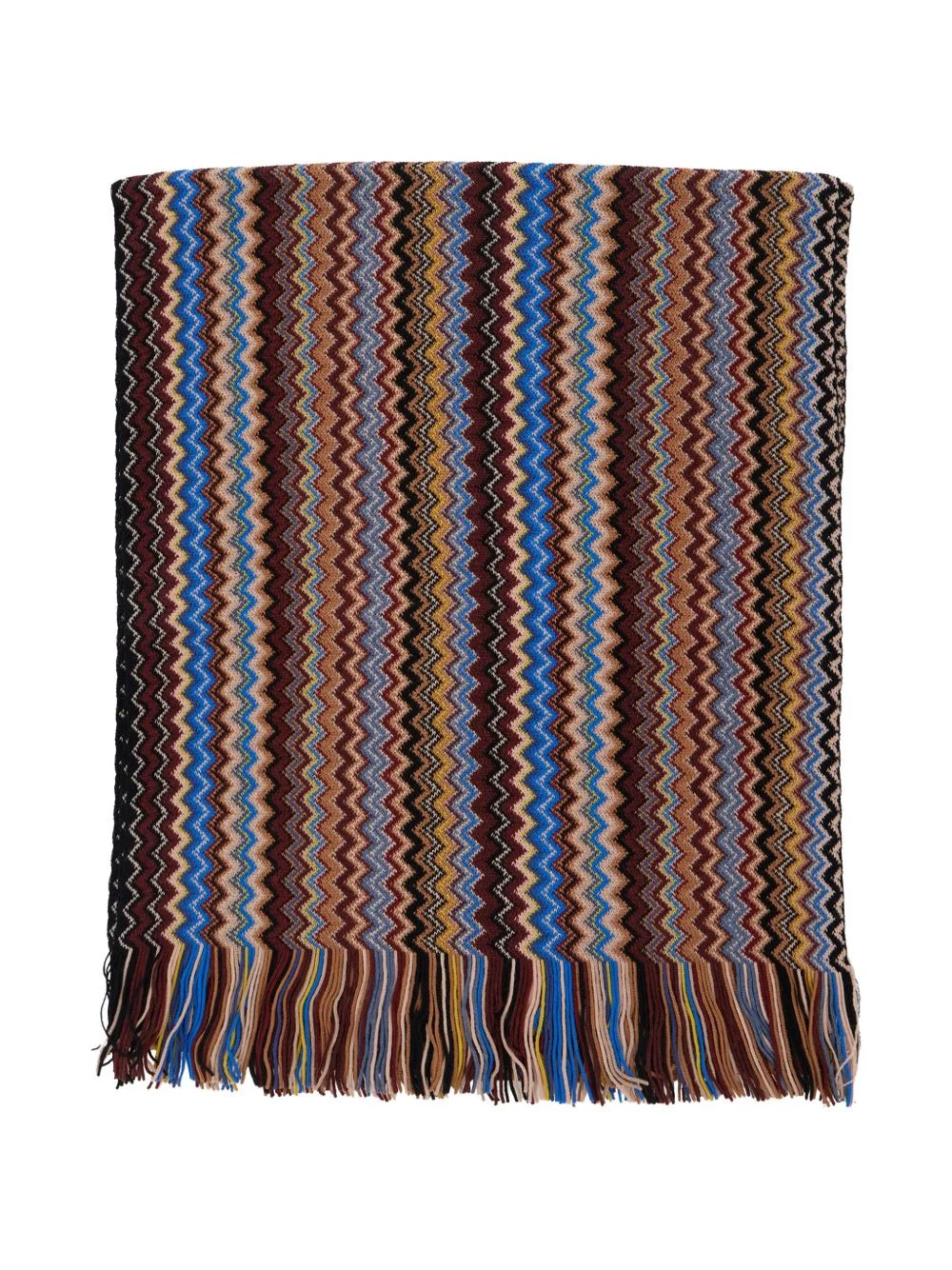 zigzag knit fringed scarf - 1