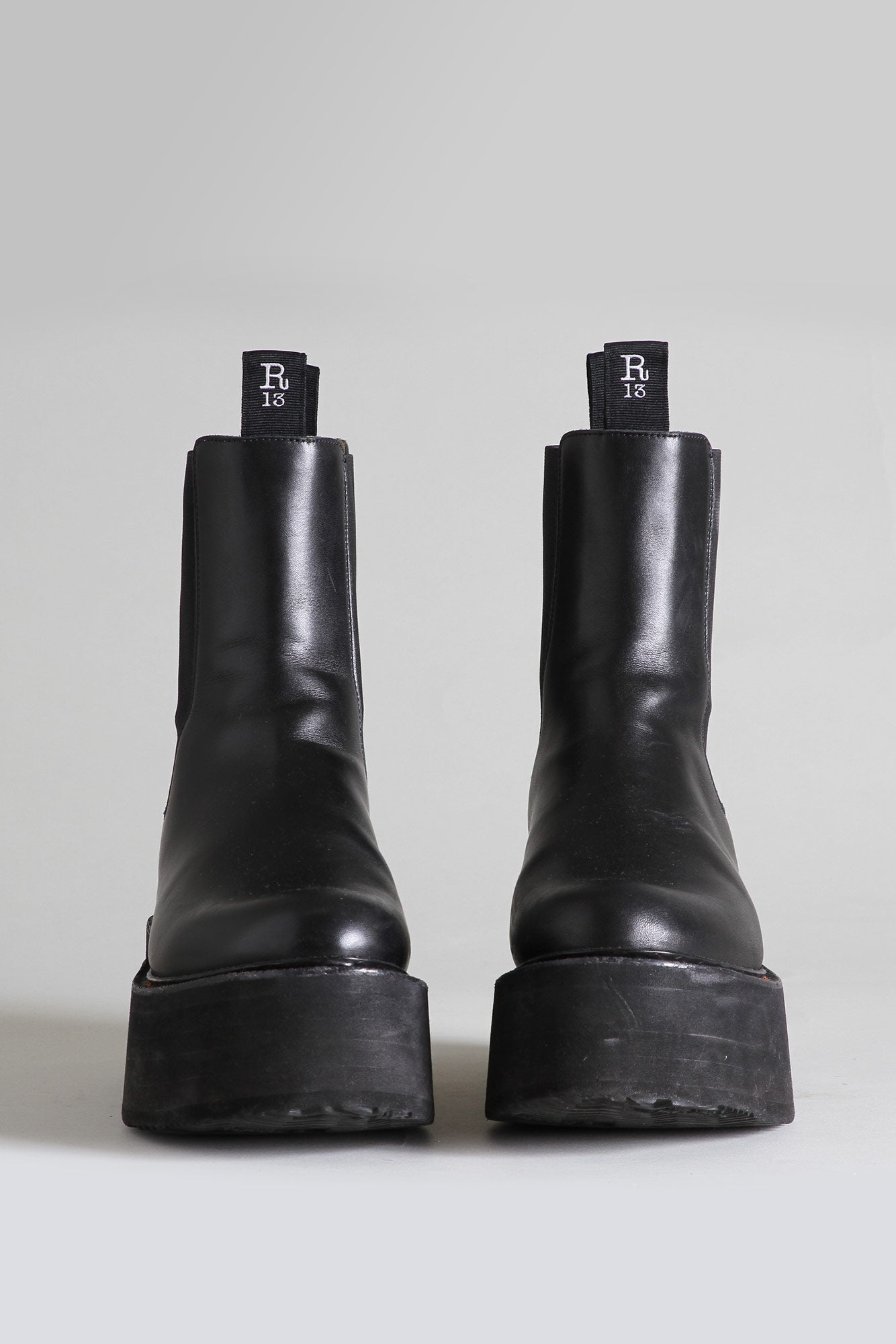 R13 Black Single Stack Chelsea Boots