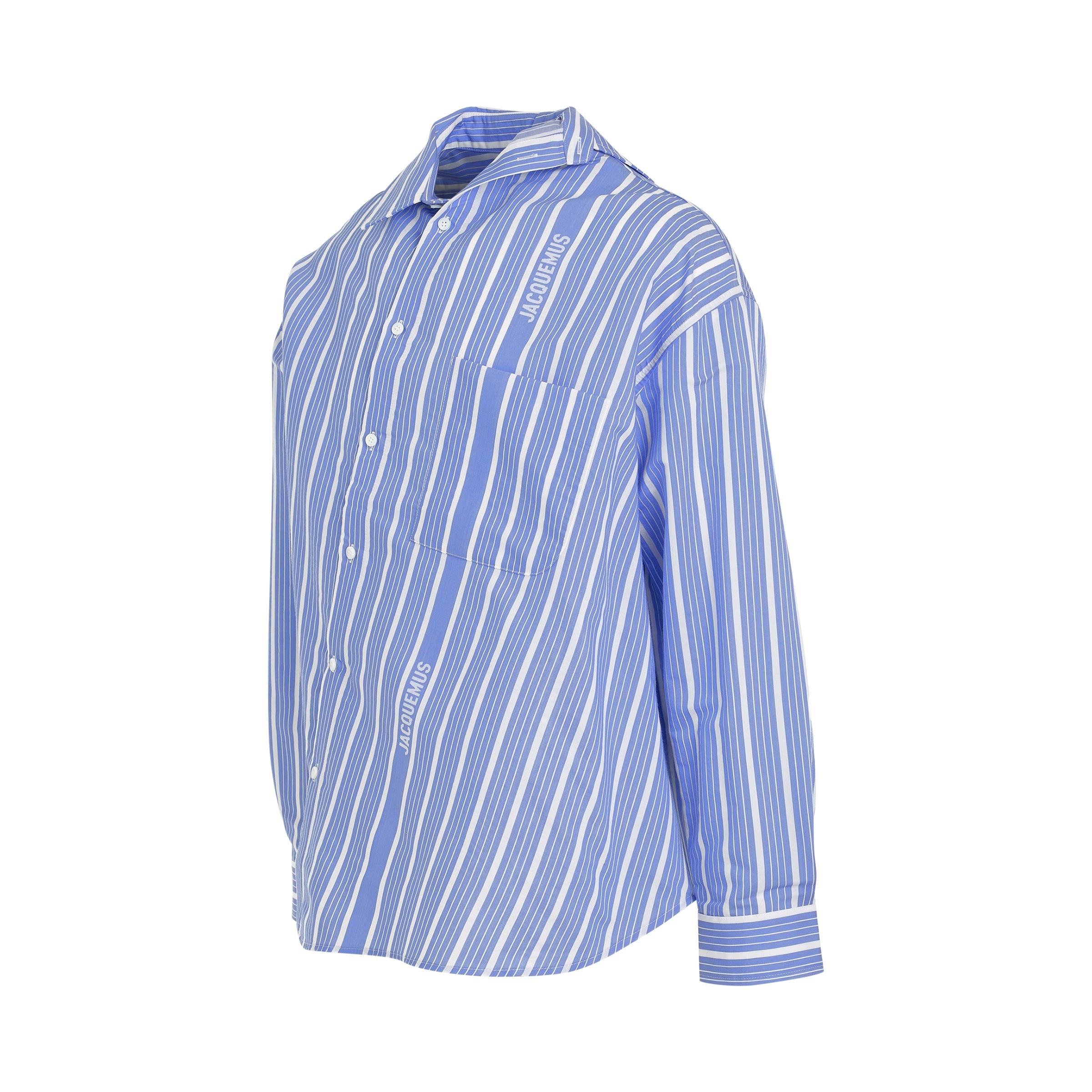Cuadro Asymmetric Shirt in Blue Stripe - 2