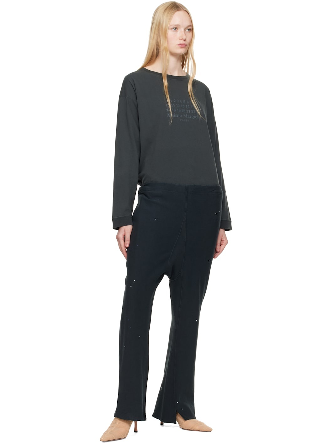 Black Distressed Lounge Pants - 4