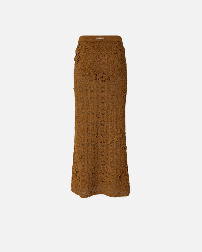 PINKO CROCHET-EFFECT MIDI SKIRT WITH APPLIQUÉ FLOWERS outlook